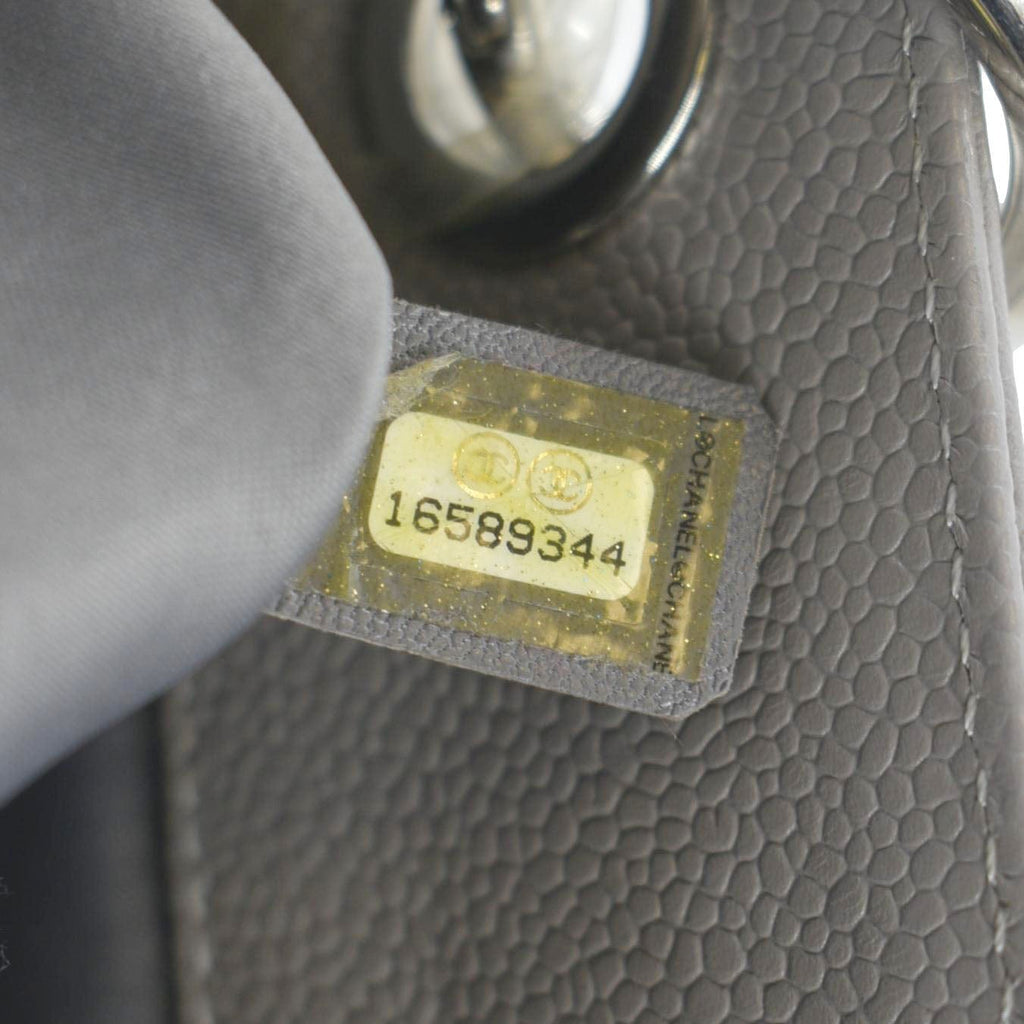 CHANEL XL Quilted Caviar Leather Shopping Tote Bag Gray