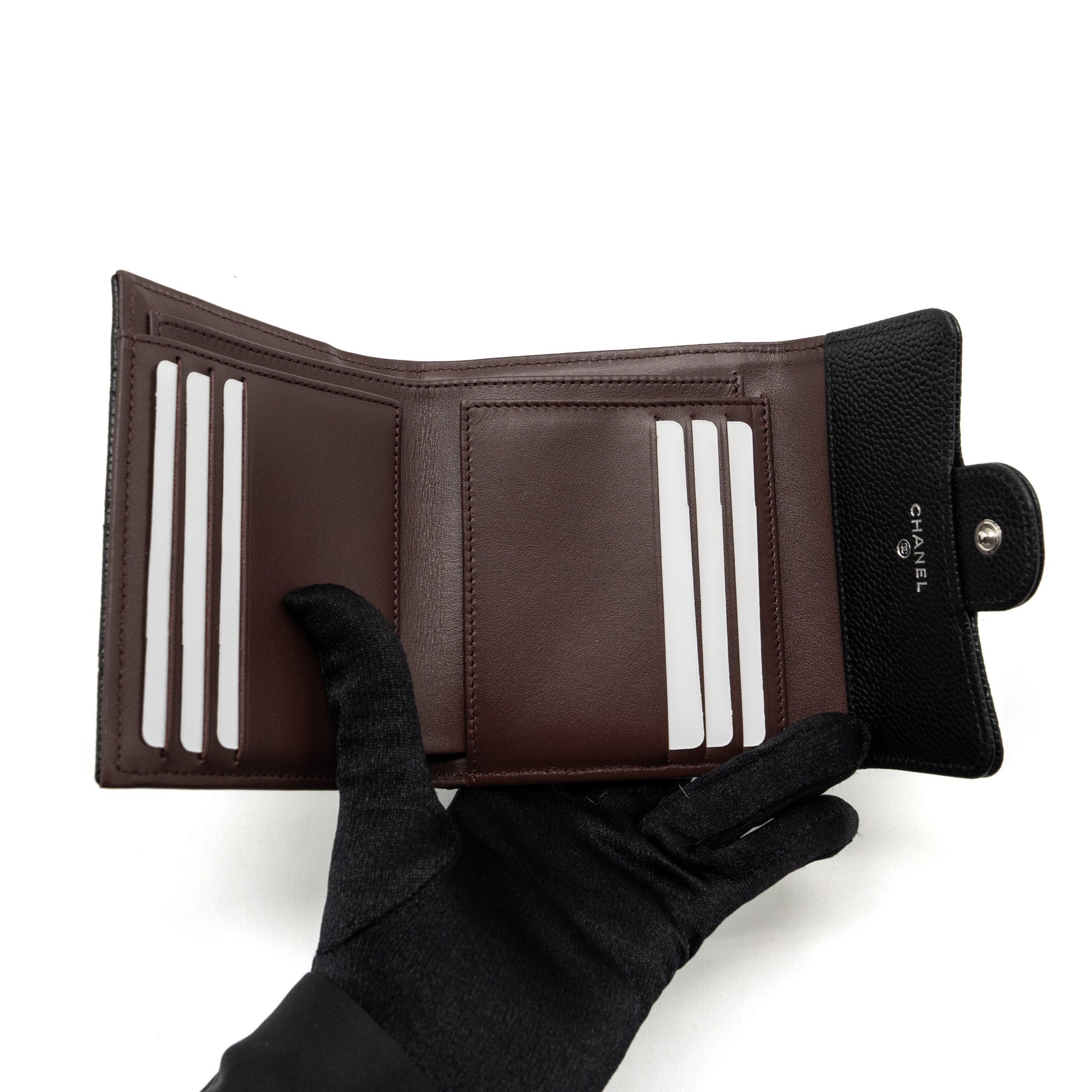 Chanel Classic Compact Wallet Caviar Black  (Microchip)