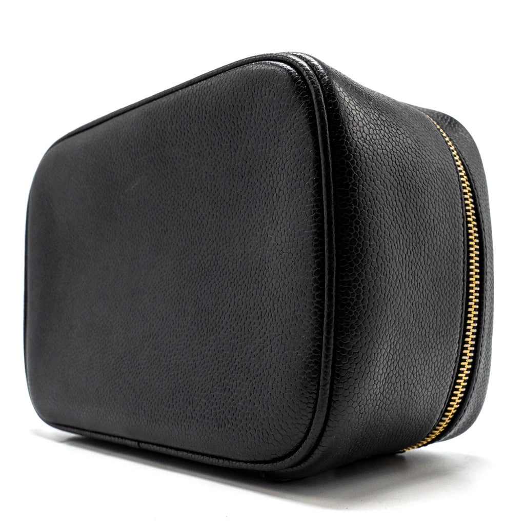 CHANEL VINTAGE Vanity Case Caviar Black