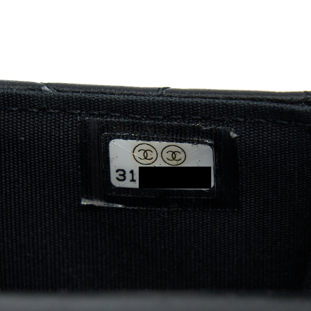 Chanel Top Handle Mini Flap Card Holder Lambskin Black