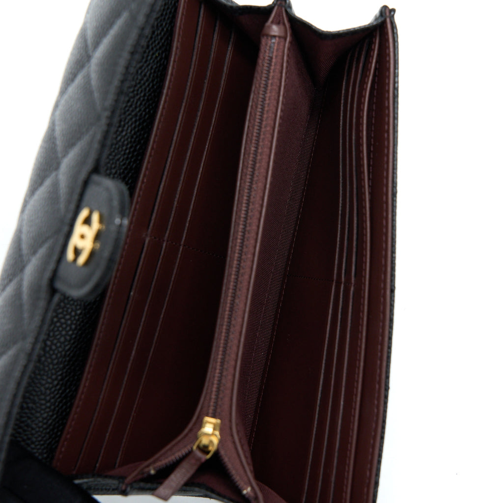 Chanel Classic Flap Long Wallet Caviar Black