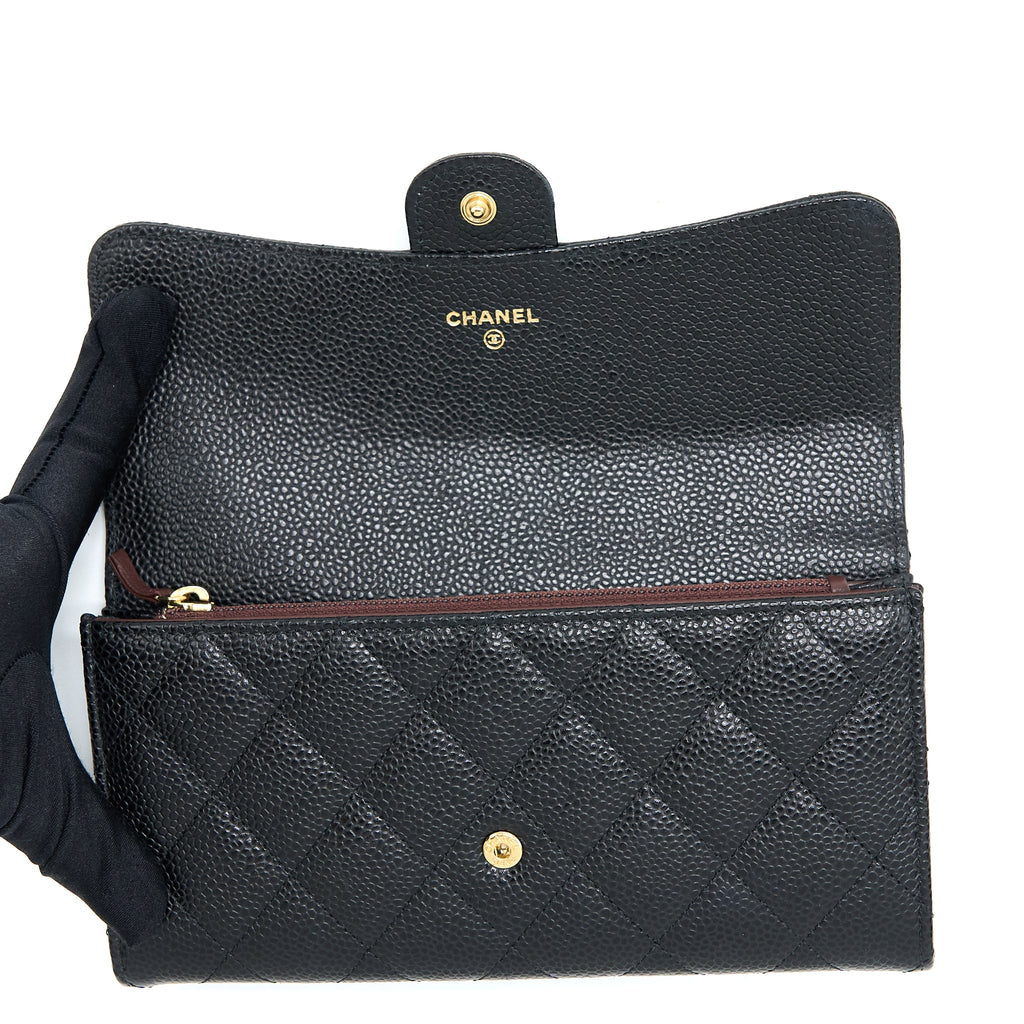 Chanel Classic Flap Long Wallet Caviar Black