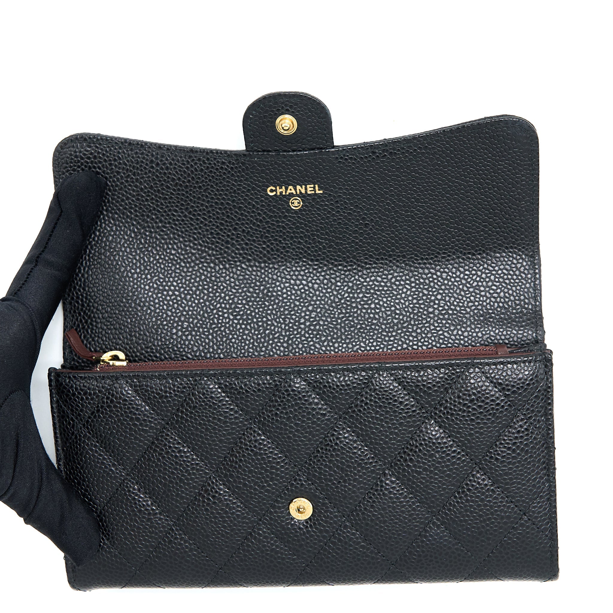 Chanel Classic Flap Long Wallet Caviar Black
