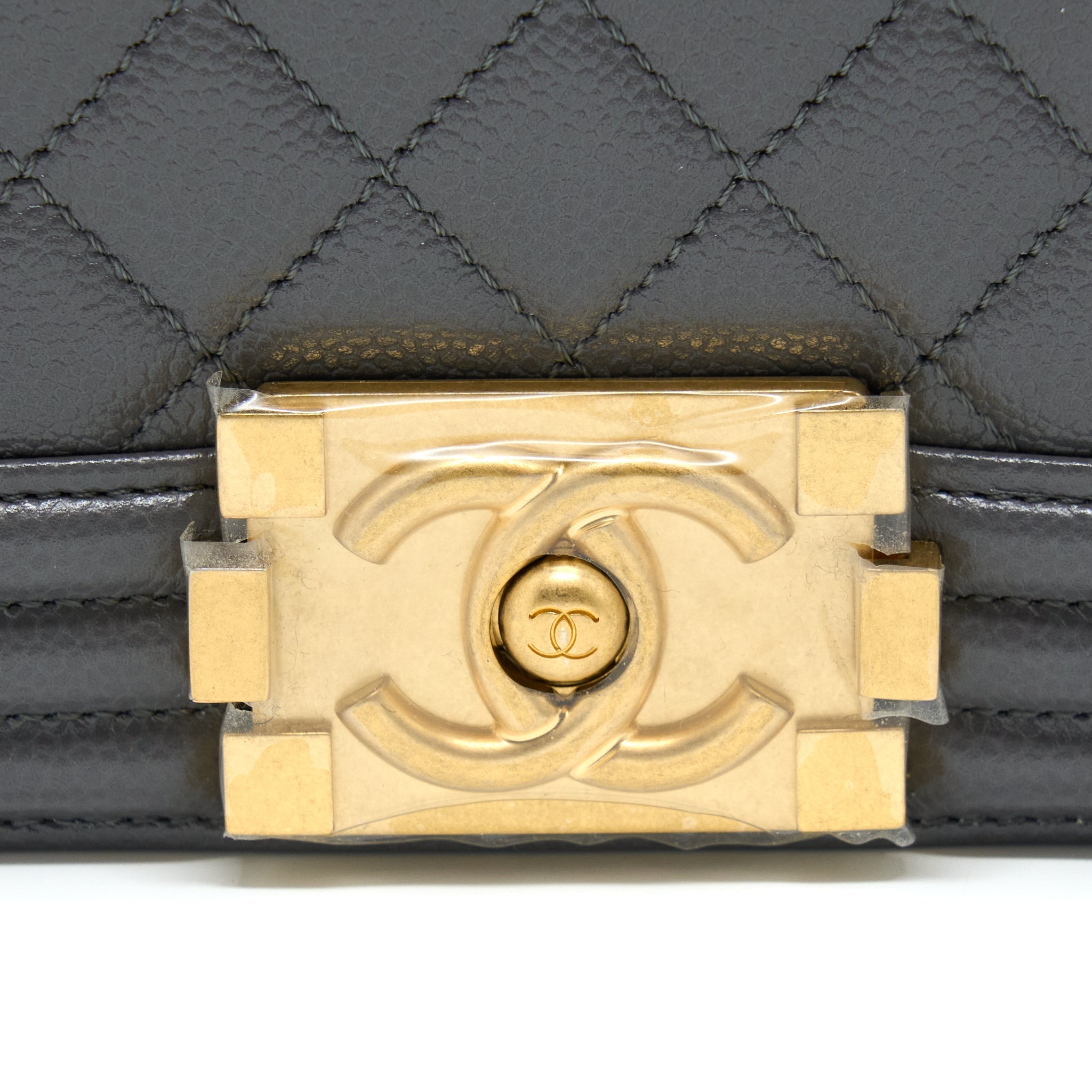 Chanel Small Boy Bag Caviar Grey  (Microchip)