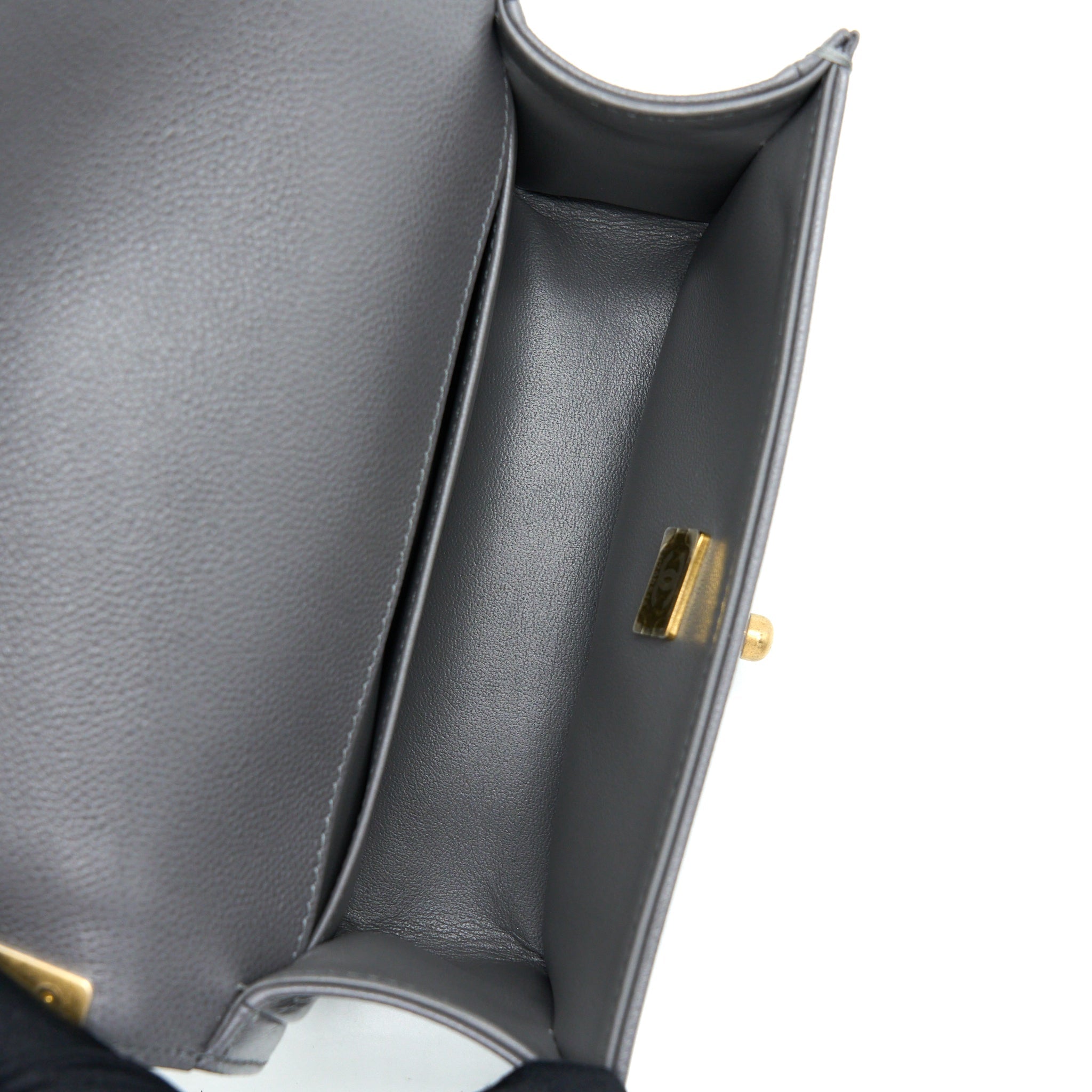 Chanel Small Boy Bag Caviar Grey  (Microchip)