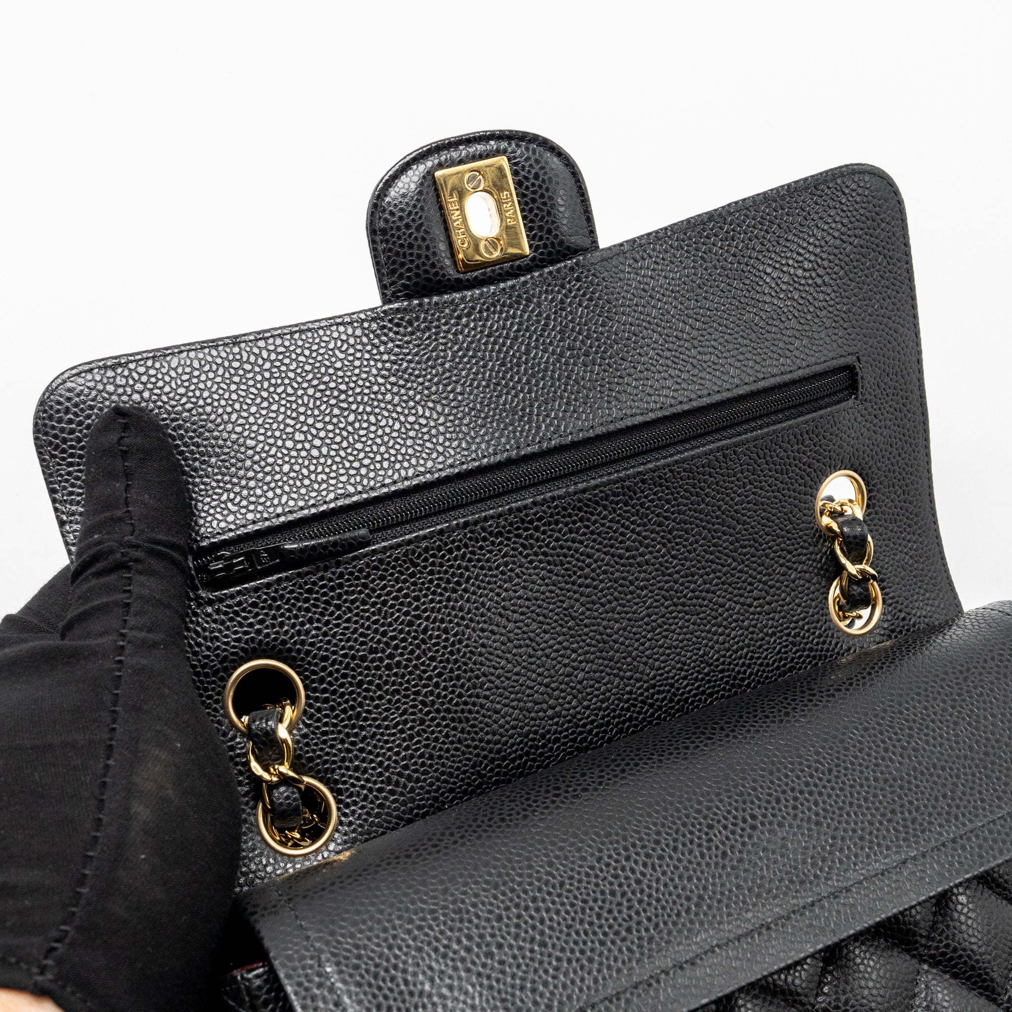 Chanel Small classic double flap bag caviar black