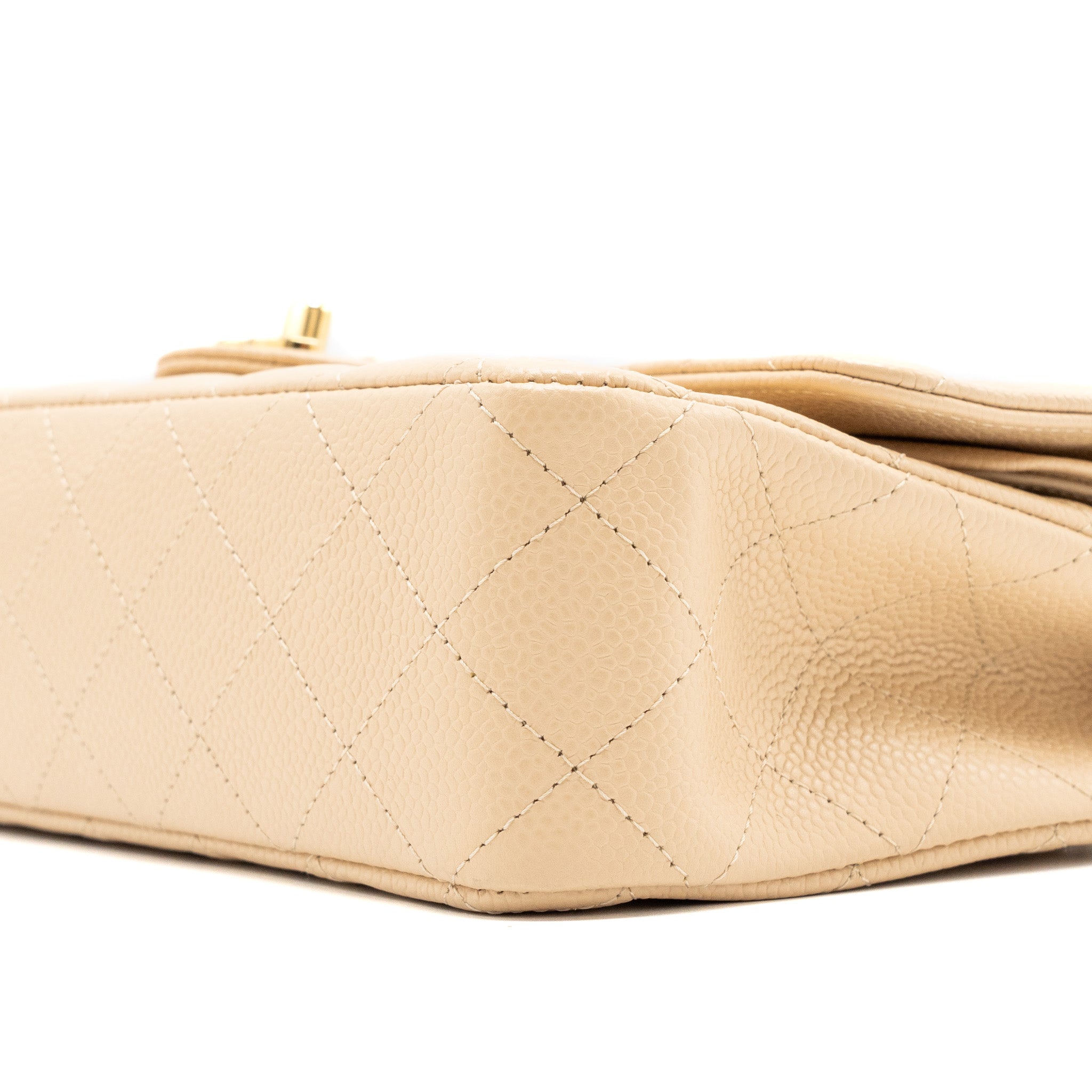 Chanel medium classic double flap bag caviar beige