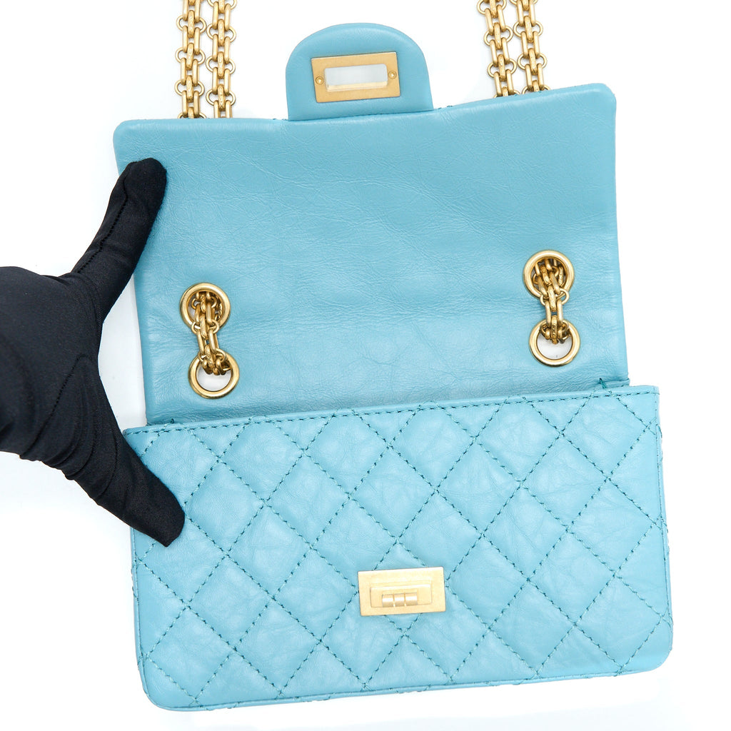 Chanel Mini 2.55 Reissue Flap Bag Aged Calfskin Light Blue