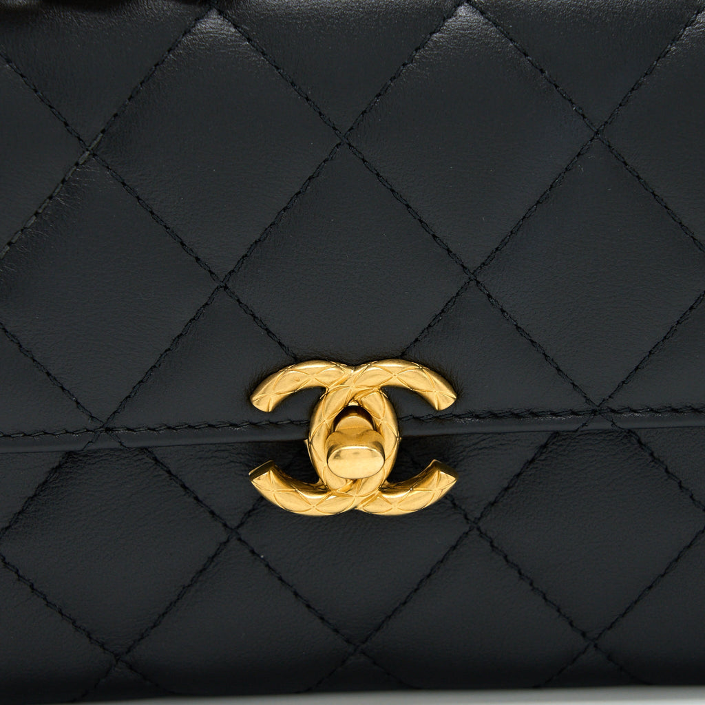 Chanel 22S Seasonal Flap Bag Calfskin Black Brushed