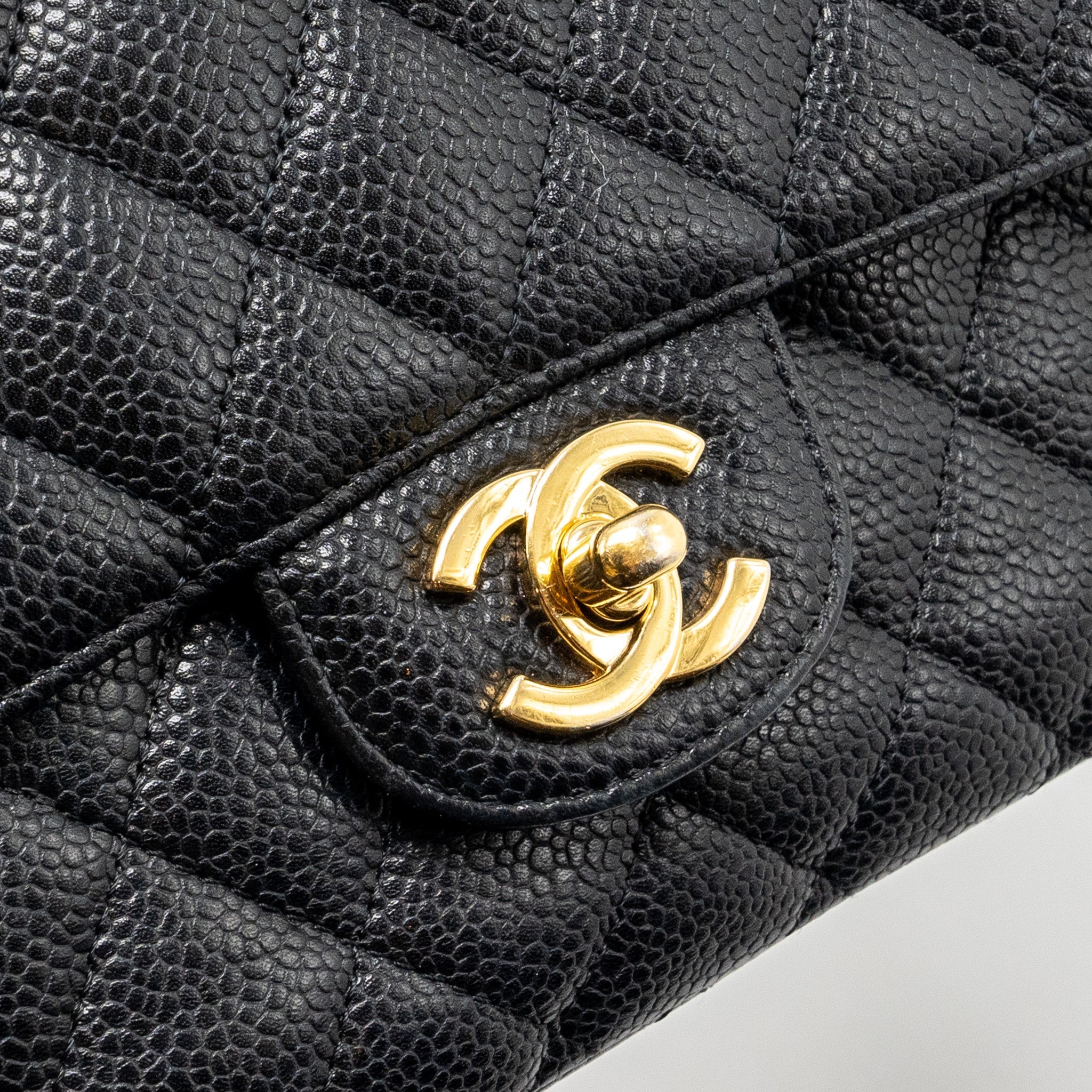 Chanel Medium classic double flap bag caviar Black