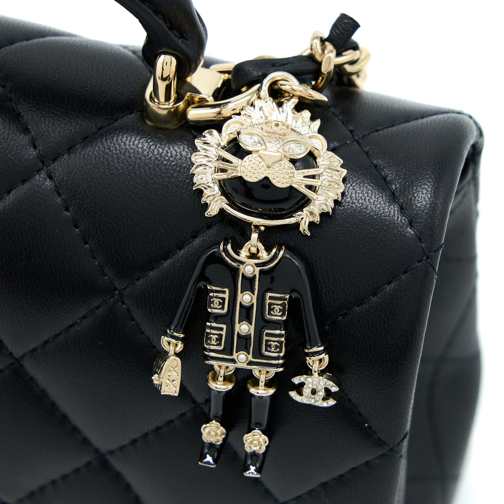Chanel 22P lion charm Top Handle Mini Rectangular flap bag Lambskin Black L (Microchip)