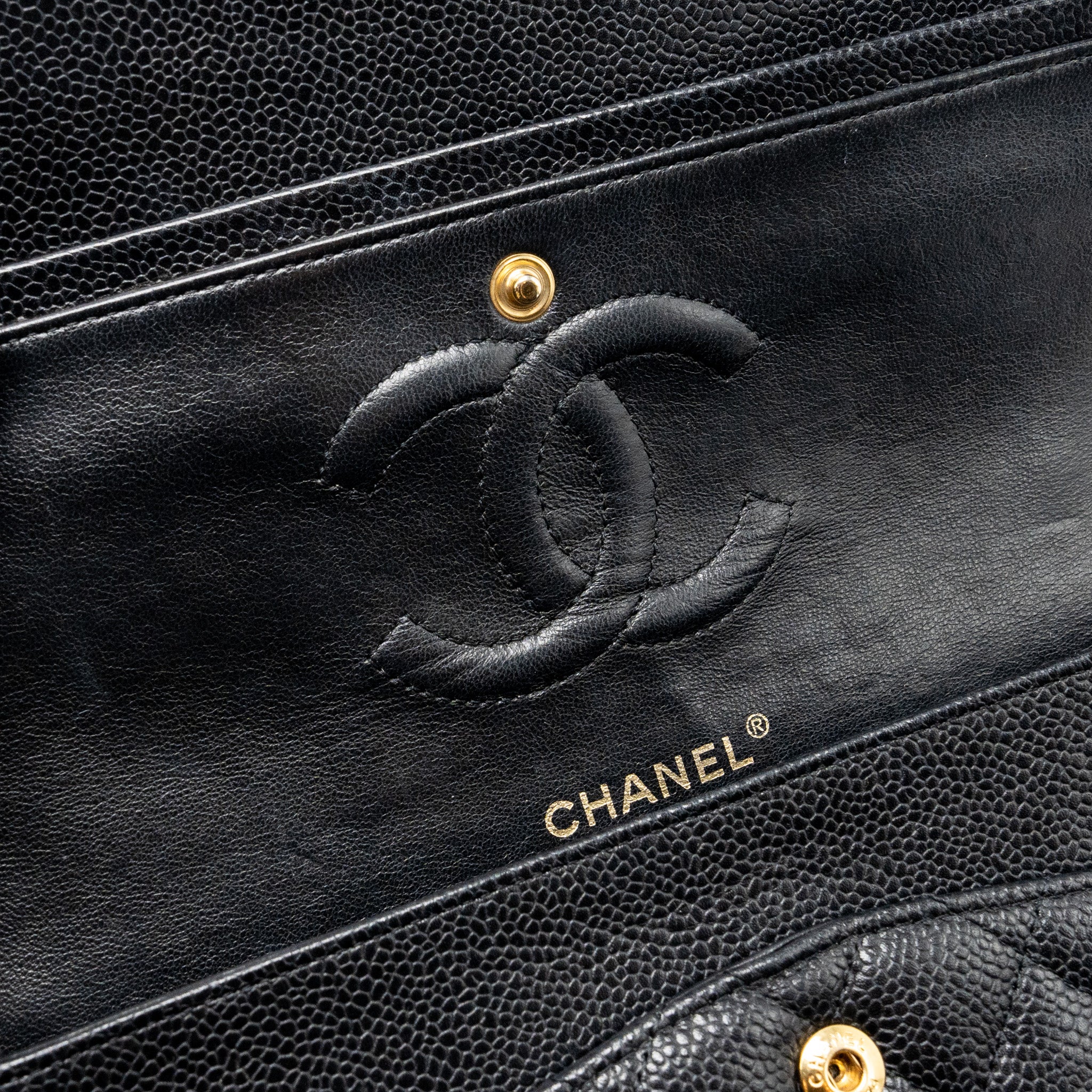 Chanel Medium classic double flap bag caviar Black