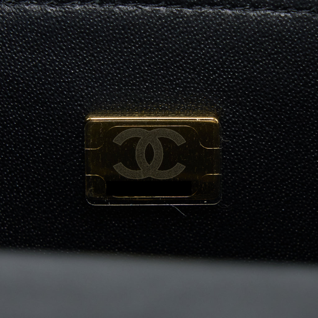 Chanel 22P lion charm Top Handle Mini Rectangular flap bag Lambskin Black L (Microchip)