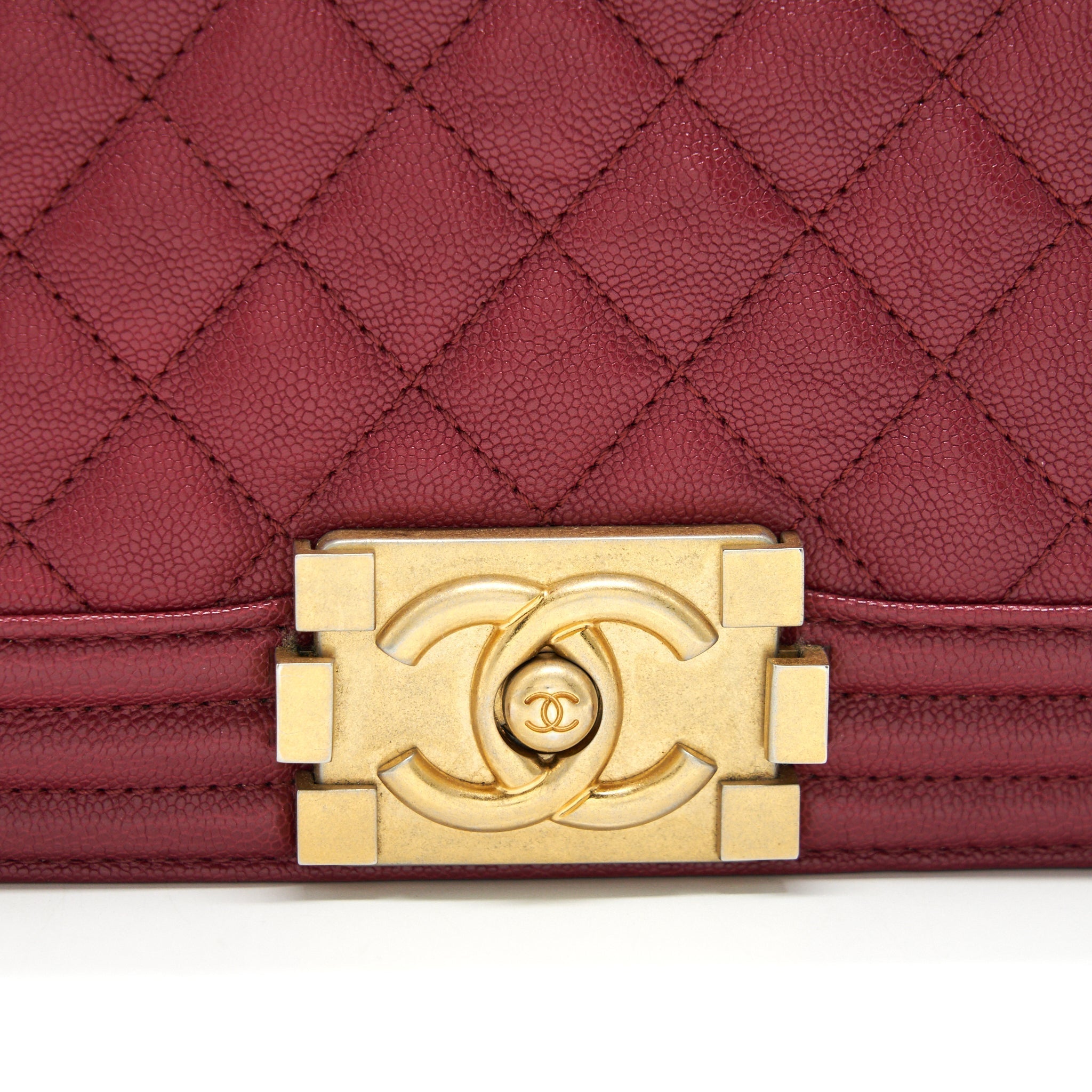 Chanel medium Boy Bag Caviar Raspberry Red brushed