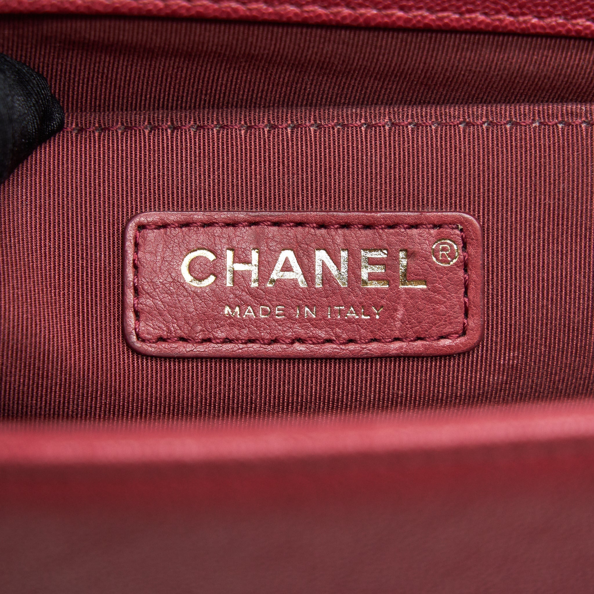 Chanel medium Boy Bag Caviar Raspberry Red brushed