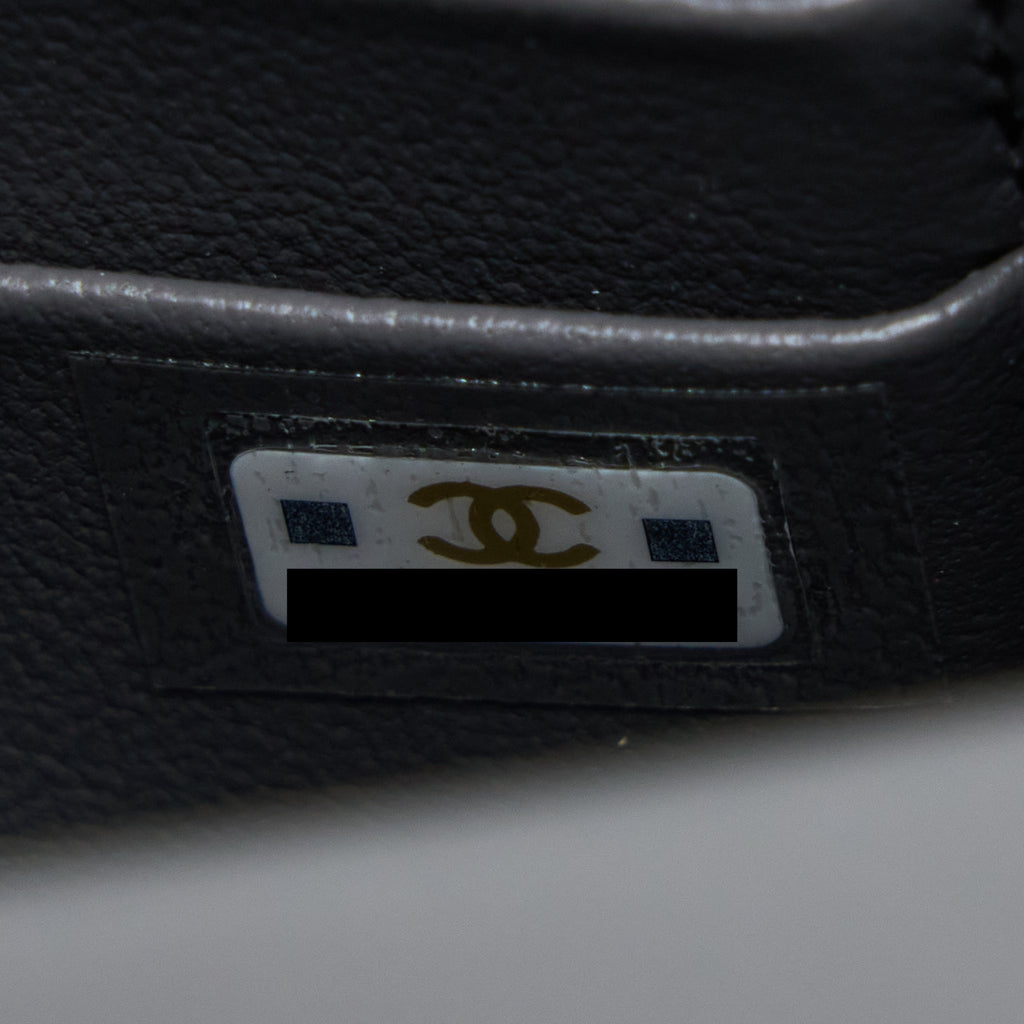 Chanel Mini Top Handle Flap Bag Lambskin Dark Grey L