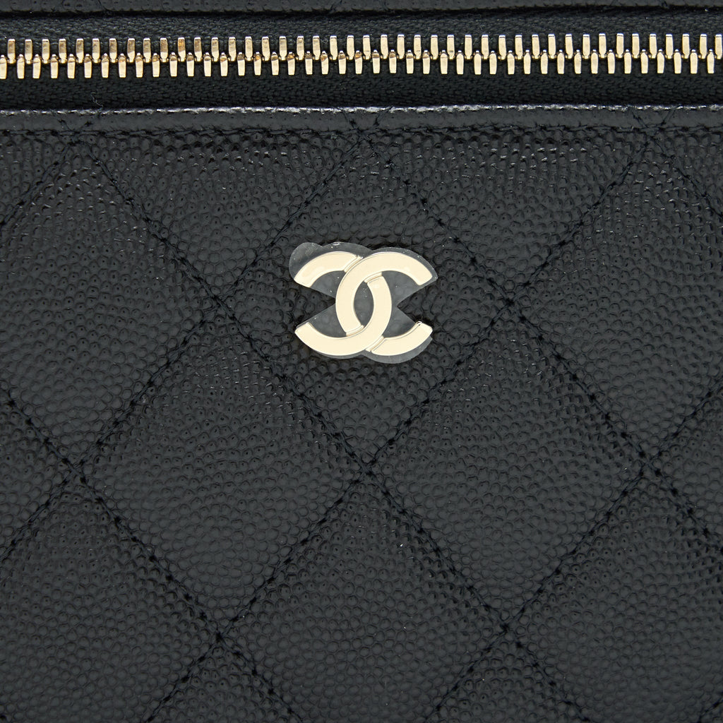 Chanel Small Long Vanity With Chain Caviar  Black L