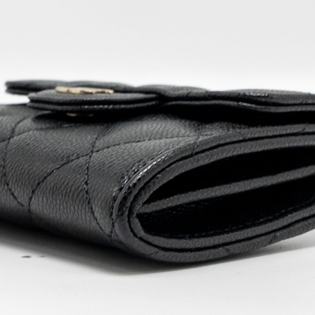 Chanel Classic Flap Card Holder Caviar Black L (Microchip)