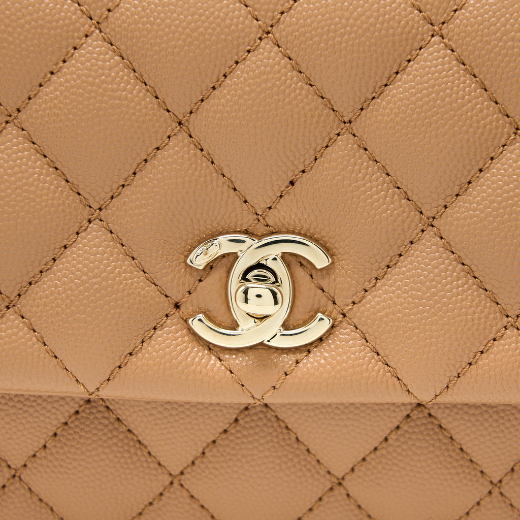 Chanel Small Coco Handle Caviar Brown