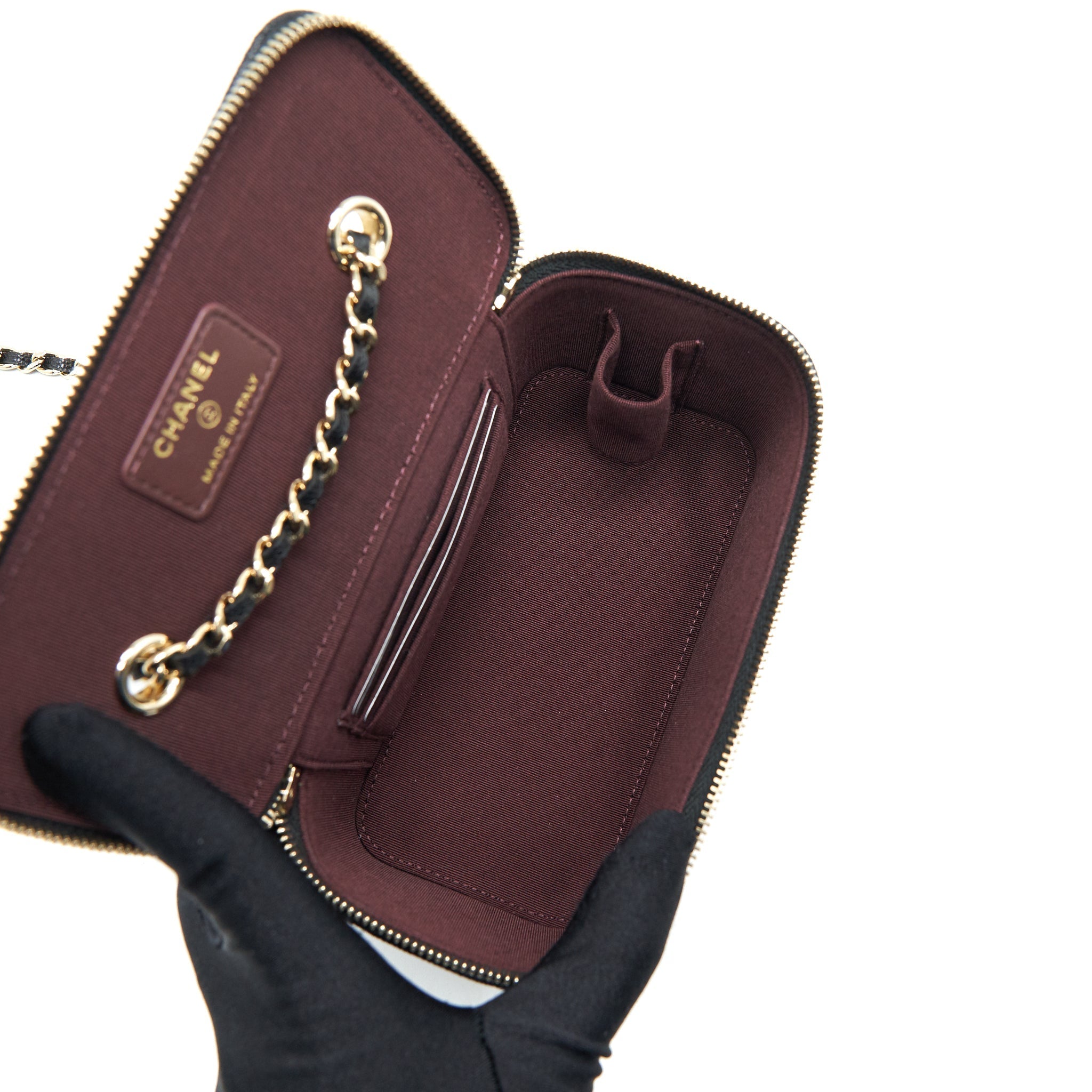 Chanel 22C Long Vanity with Chain Caviar black L