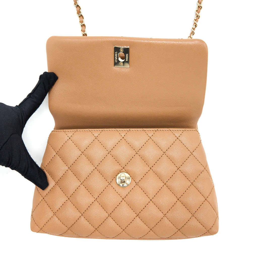 Chanel Small Coco Handle Caviar Brown