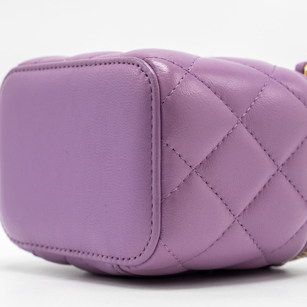 CHANEL Pearl Crush Mini Vanity With Chain Lambskin Purple