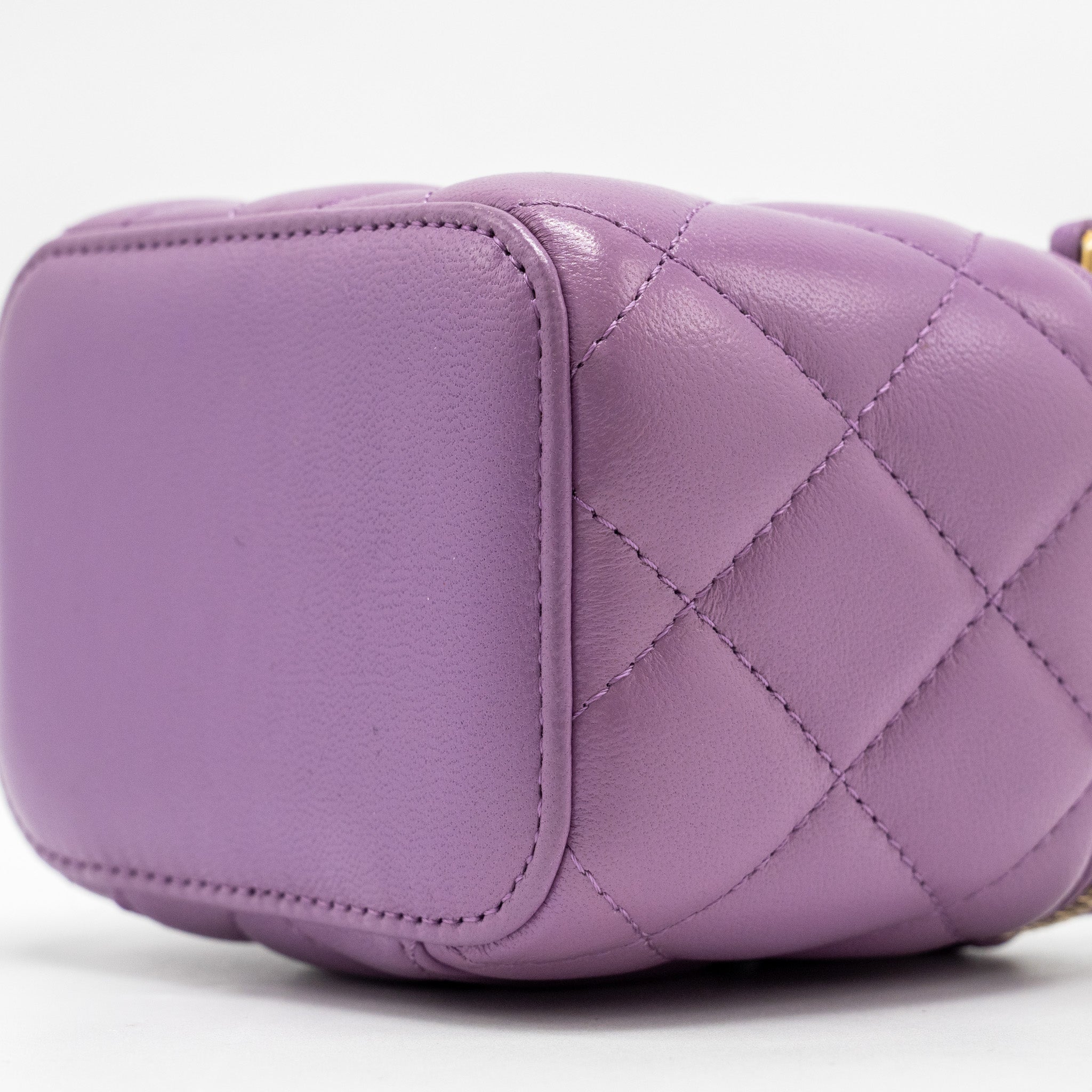CHANEL Pearl Crush Mini Vanity With Chain Lambskin Purple