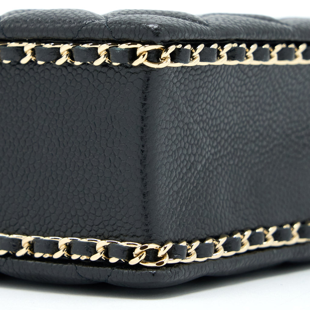 Chanel Vertical Evening Chain Bag Caviar Black L (Microchip)