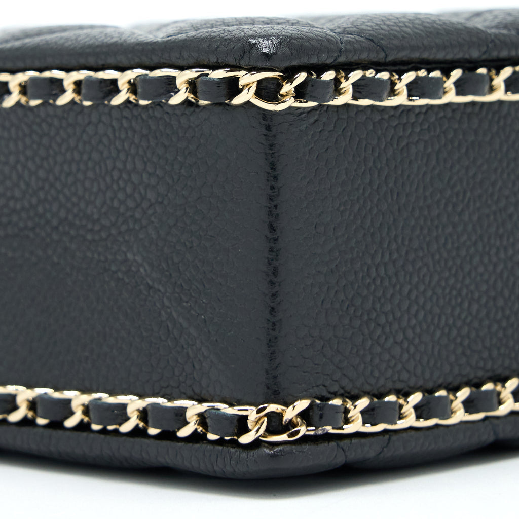 Chanel Vertical Evening Chain Bag Caviar Black L (Microchip)