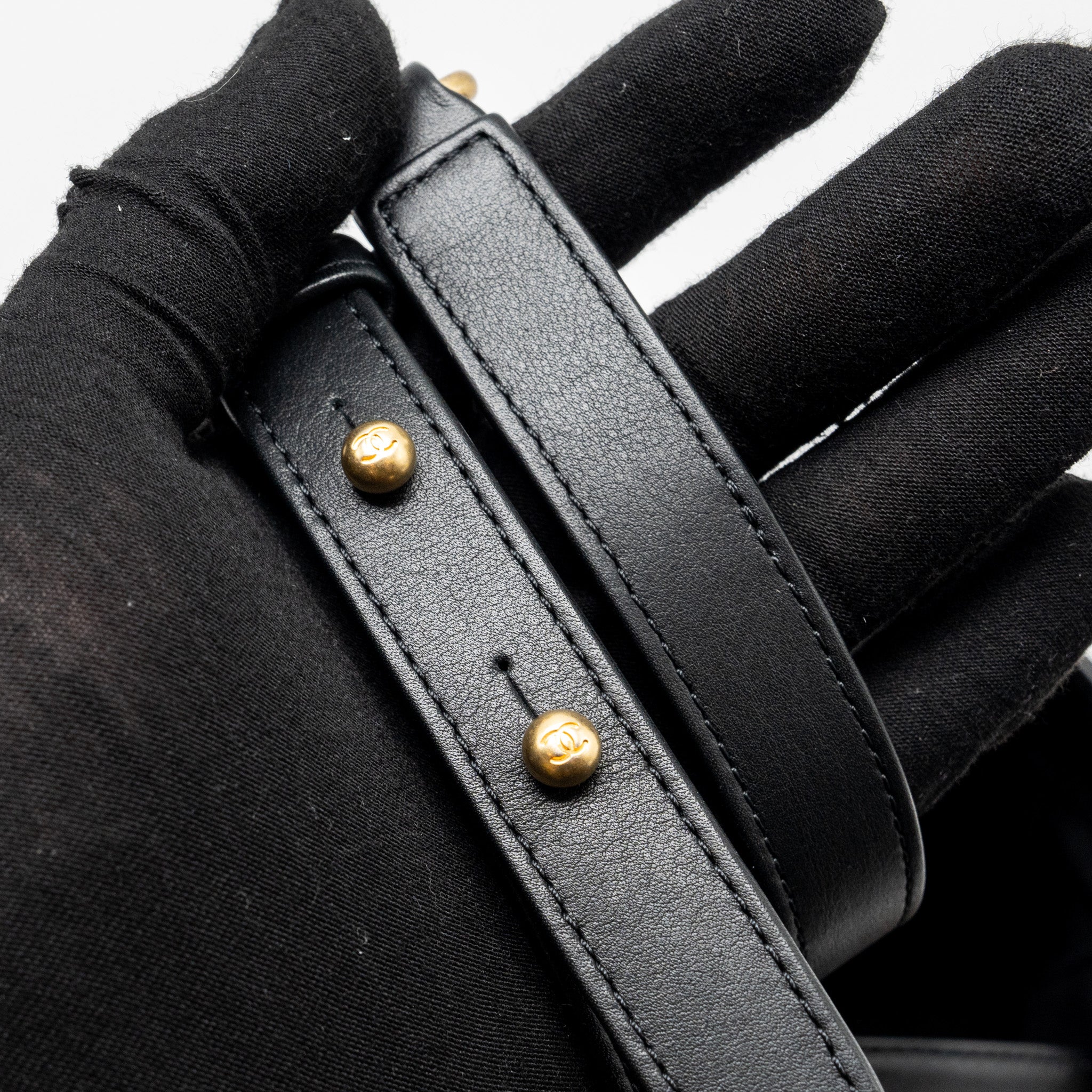 Chanel Top handle boy bucket bag lambskin black