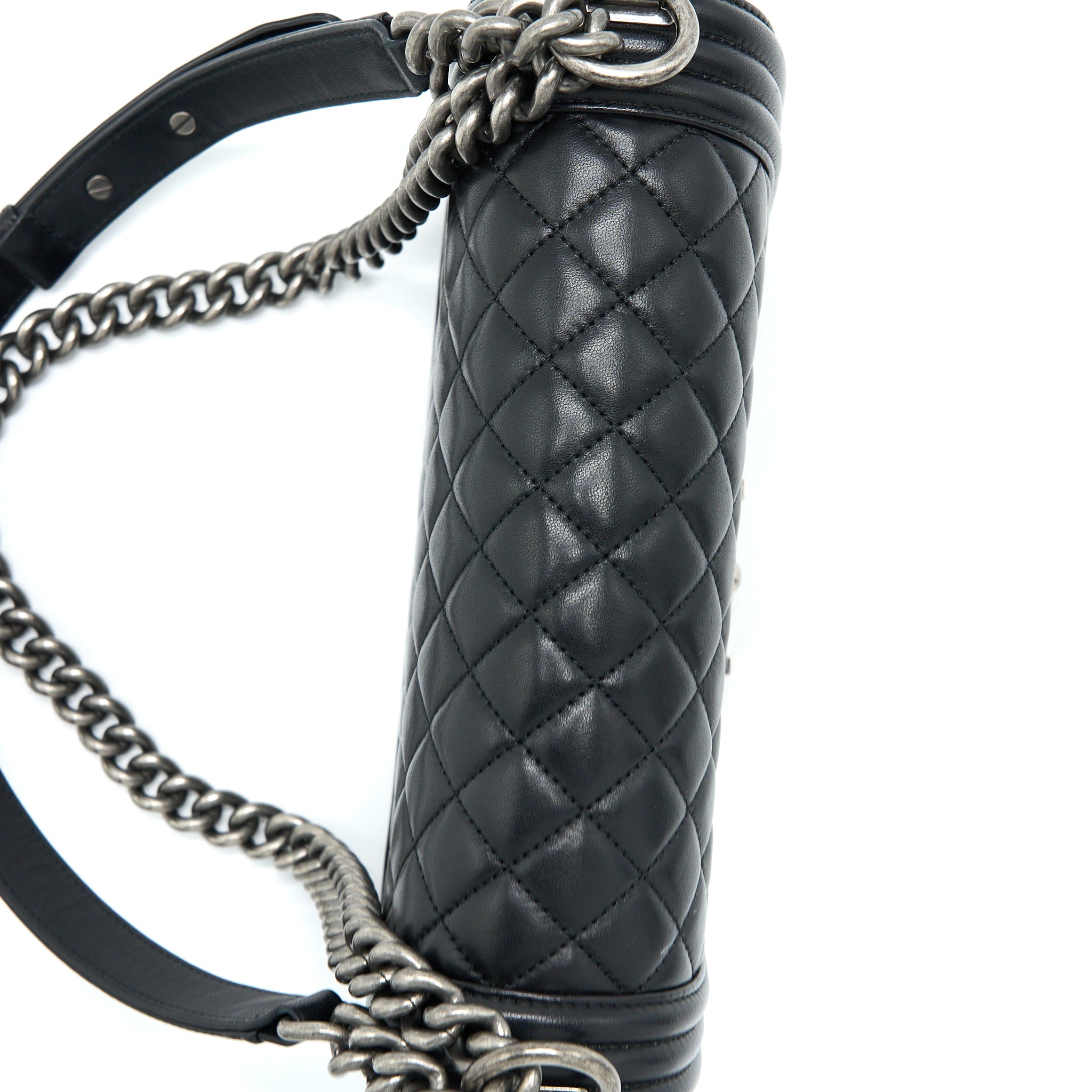 Chanel Medium Boy Bag Lambskin Black Ruthenium