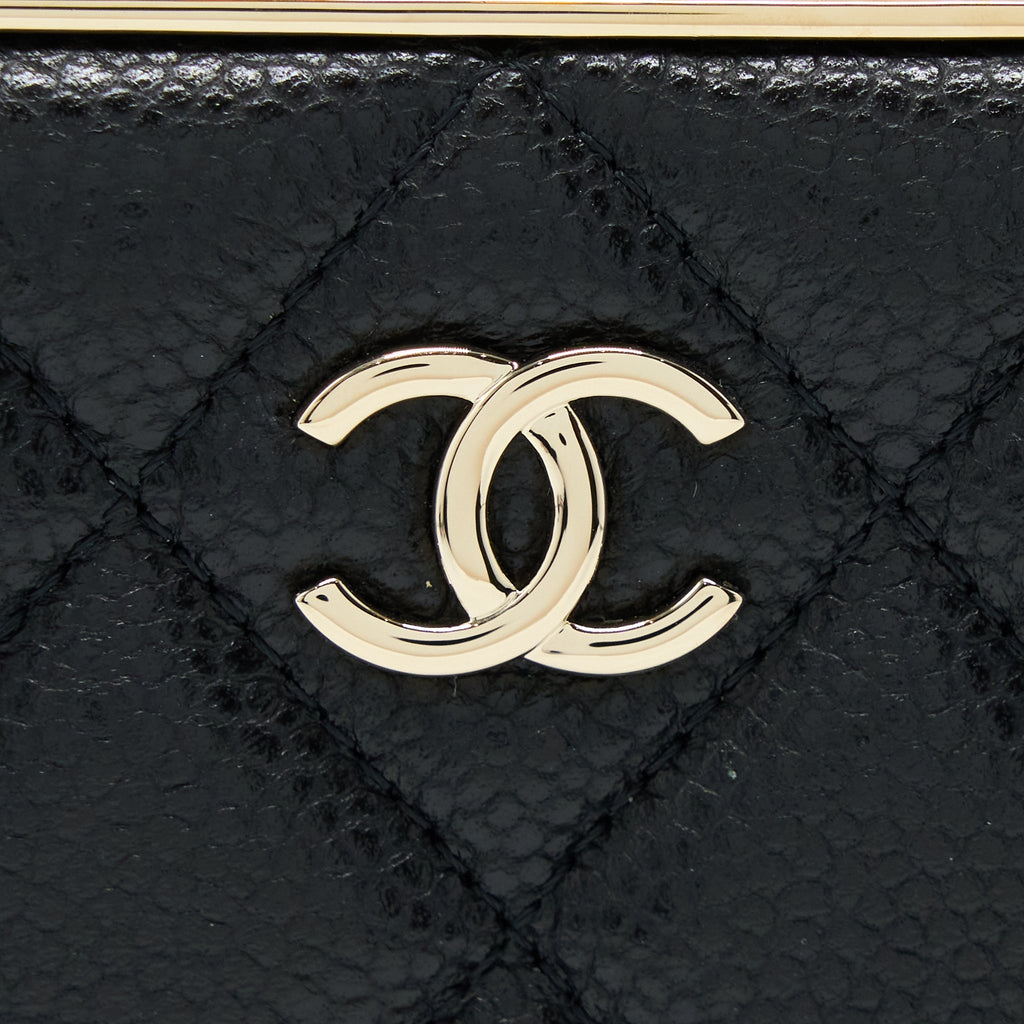 Chanel Vertical Evening Chain Bag Caviar Black L (Microchip)