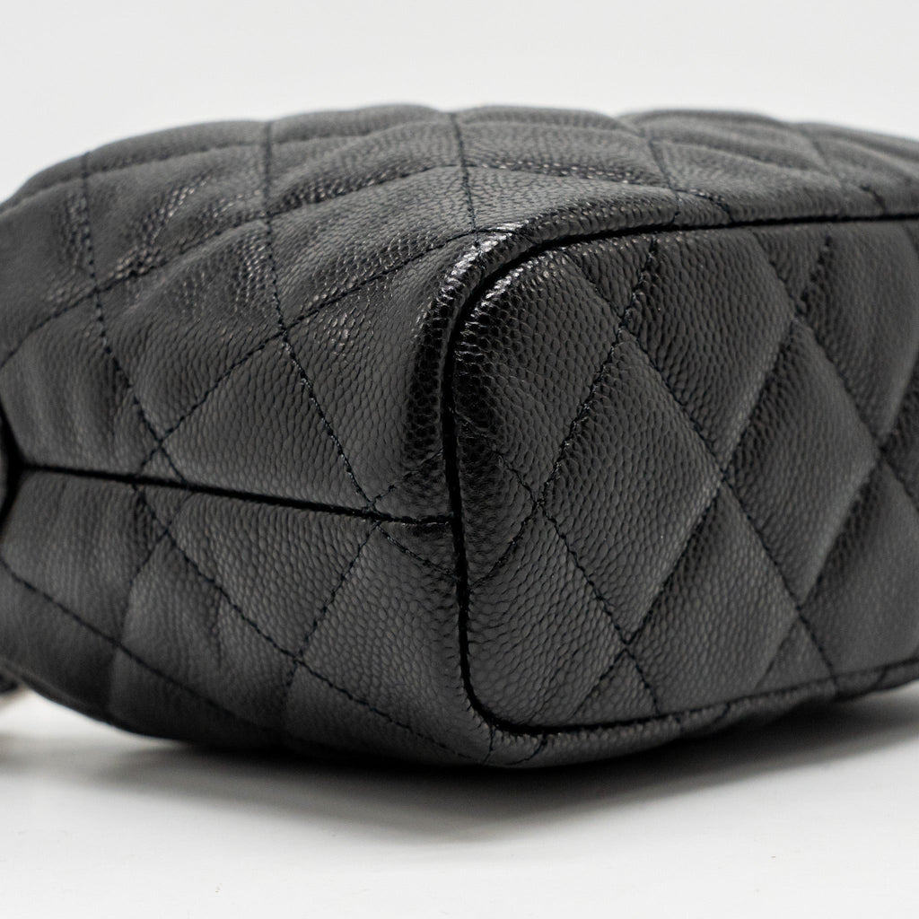 Chanel Quilted Hobo Bag Caviar Black  (Microchip)