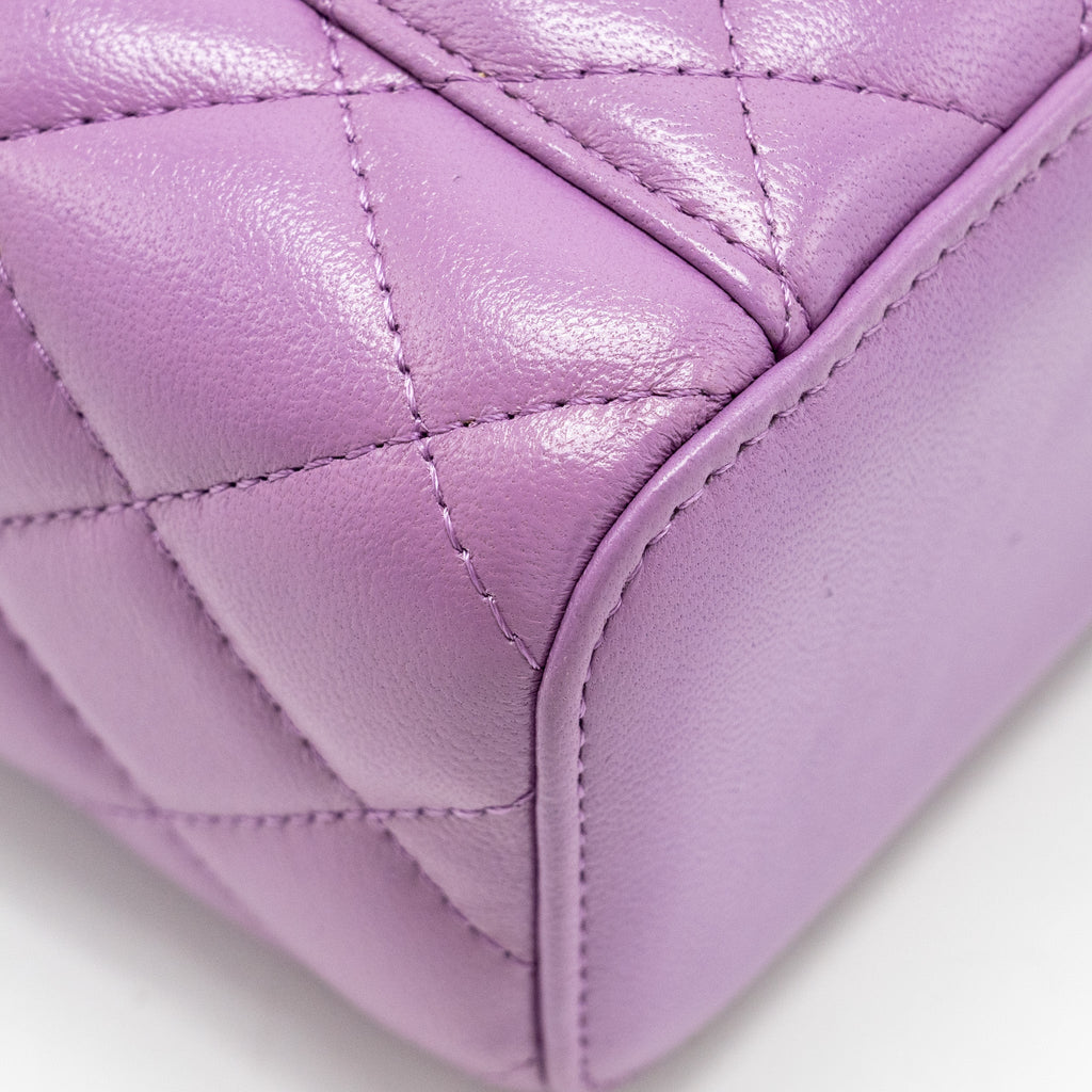 CHANEL Pearl Crush Mini Vanity With Chain Lambskin Purple