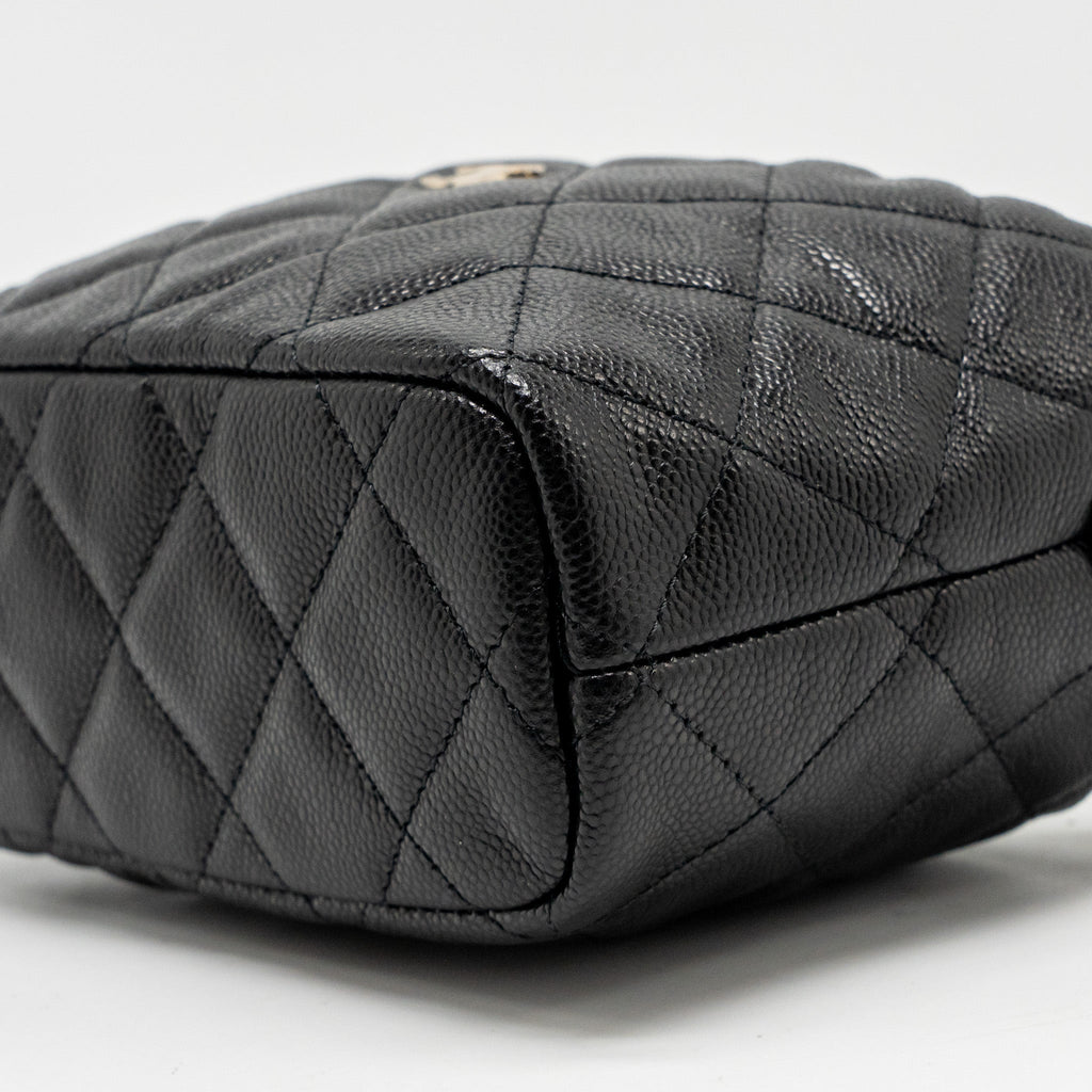 Chanel Quilted Hobo Bag Caviar Black  (Microchip)