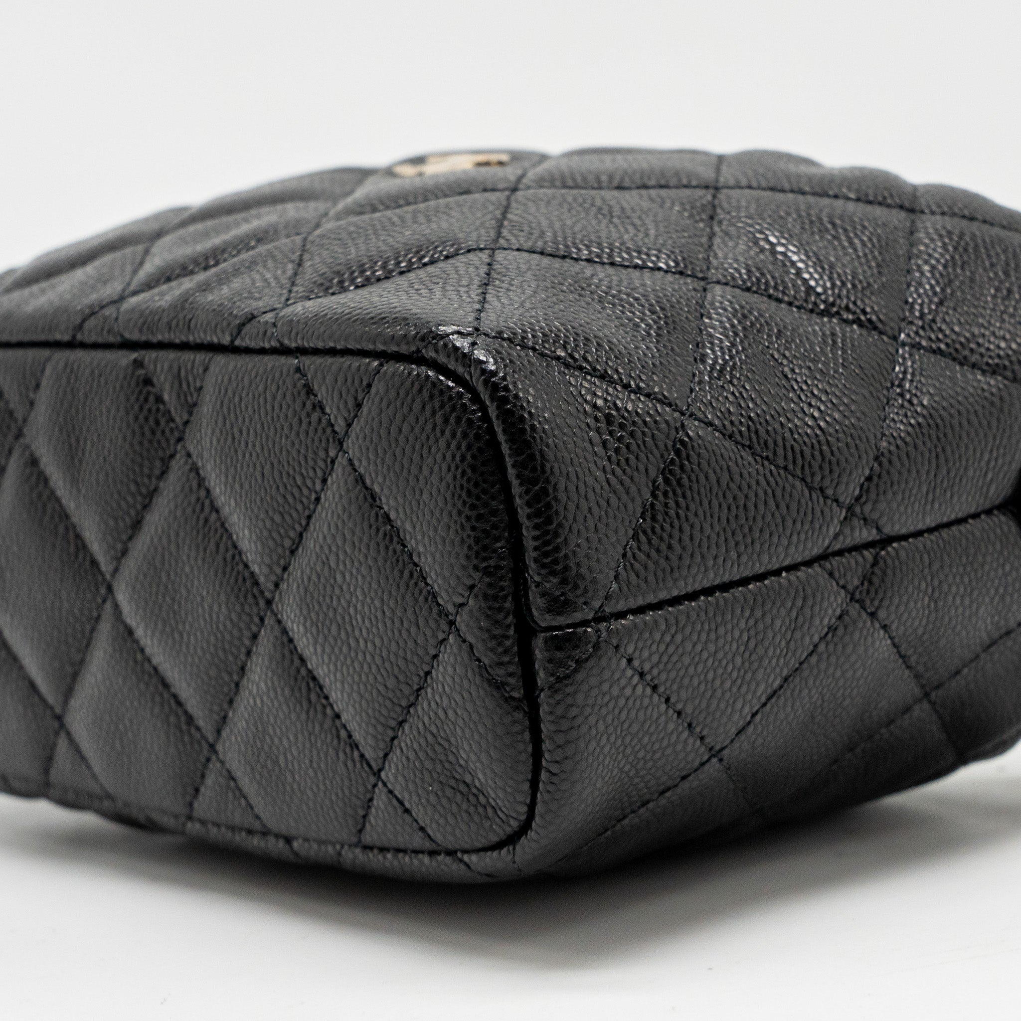 Chanel Quilted Hobo Bag Caviar Black  (Microchip)