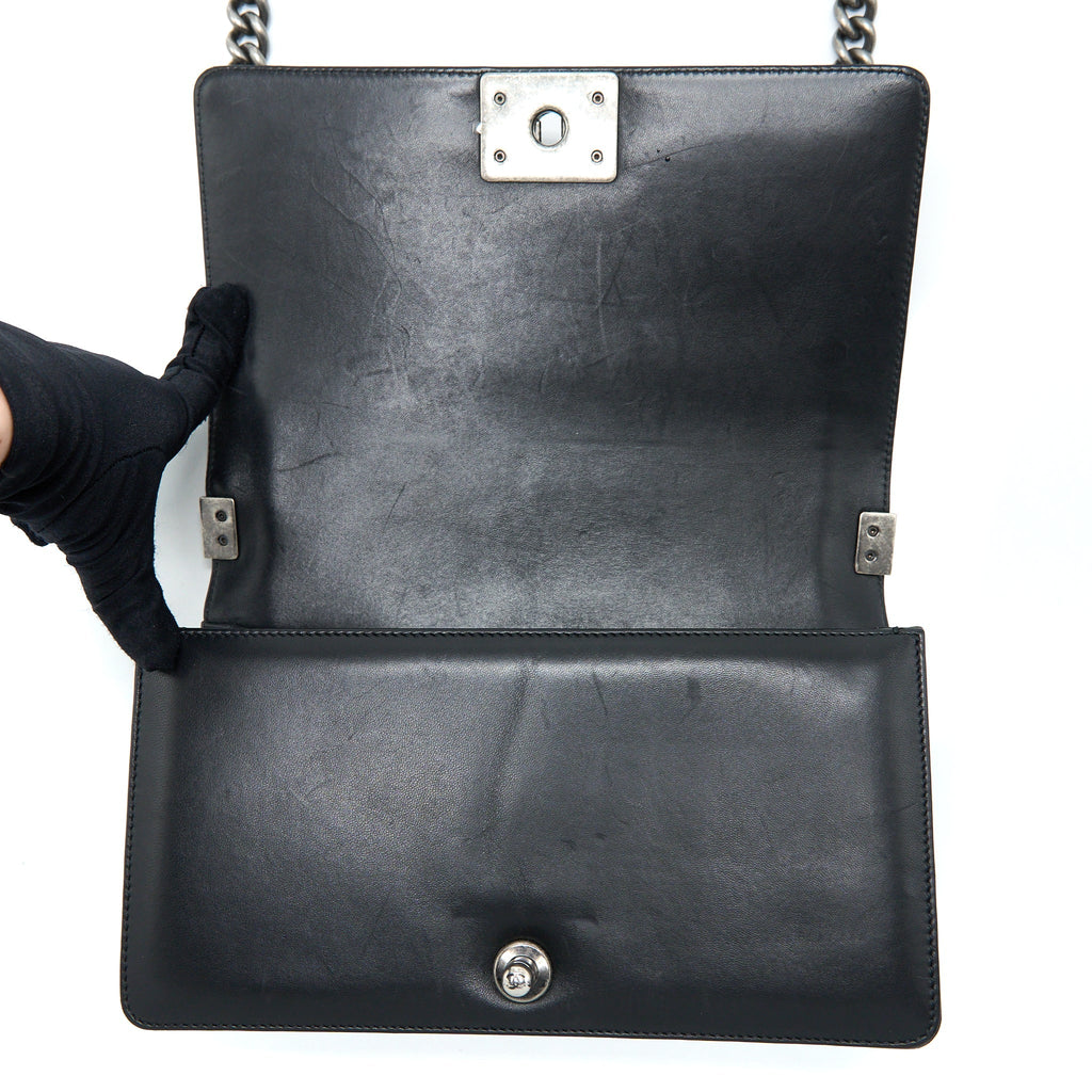 Chanel Medium Boy Bag Lambskin Black Ruthenium