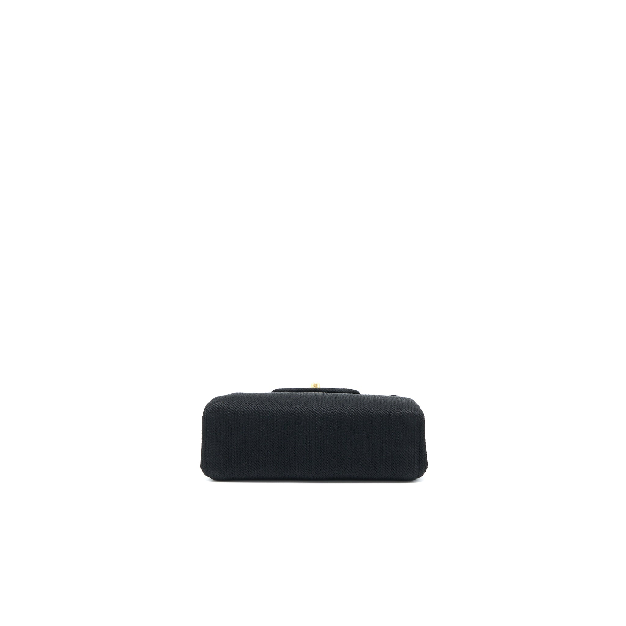 Chanel Vintage Top Handle Flap Bag Woven Silk Black