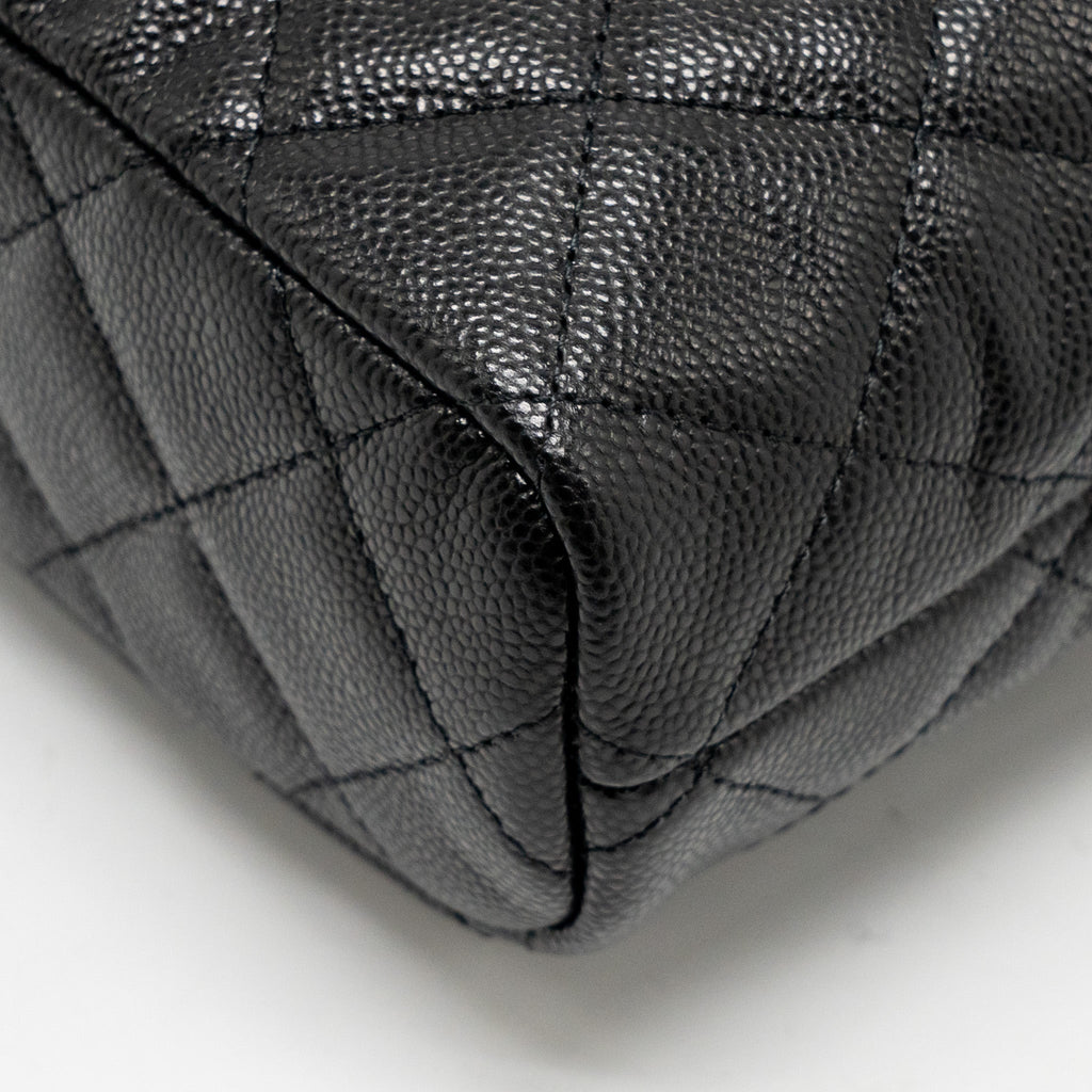 Chanel Quilted Hobo Bag Caviar Black  (Microchip)