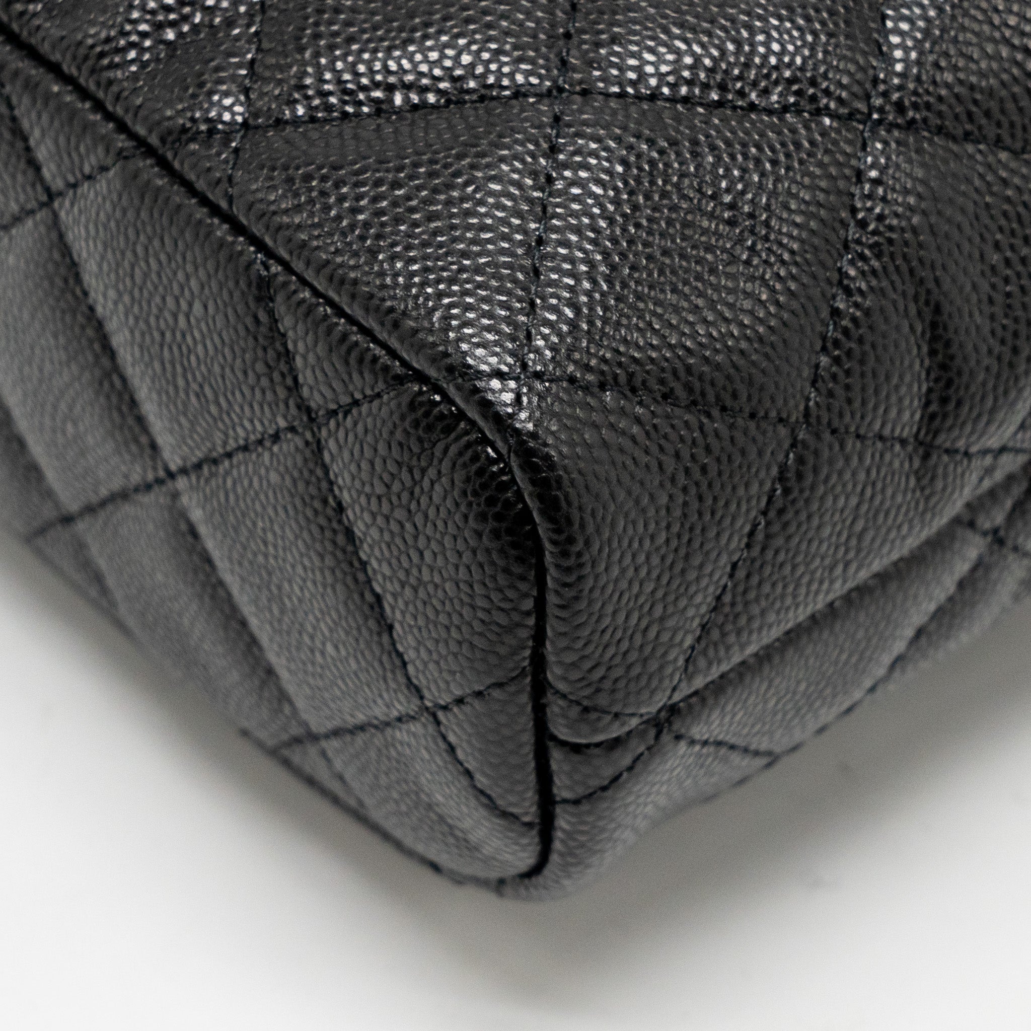 Chanel Quilted Hobo Bag Caviar Black  (Microchip)