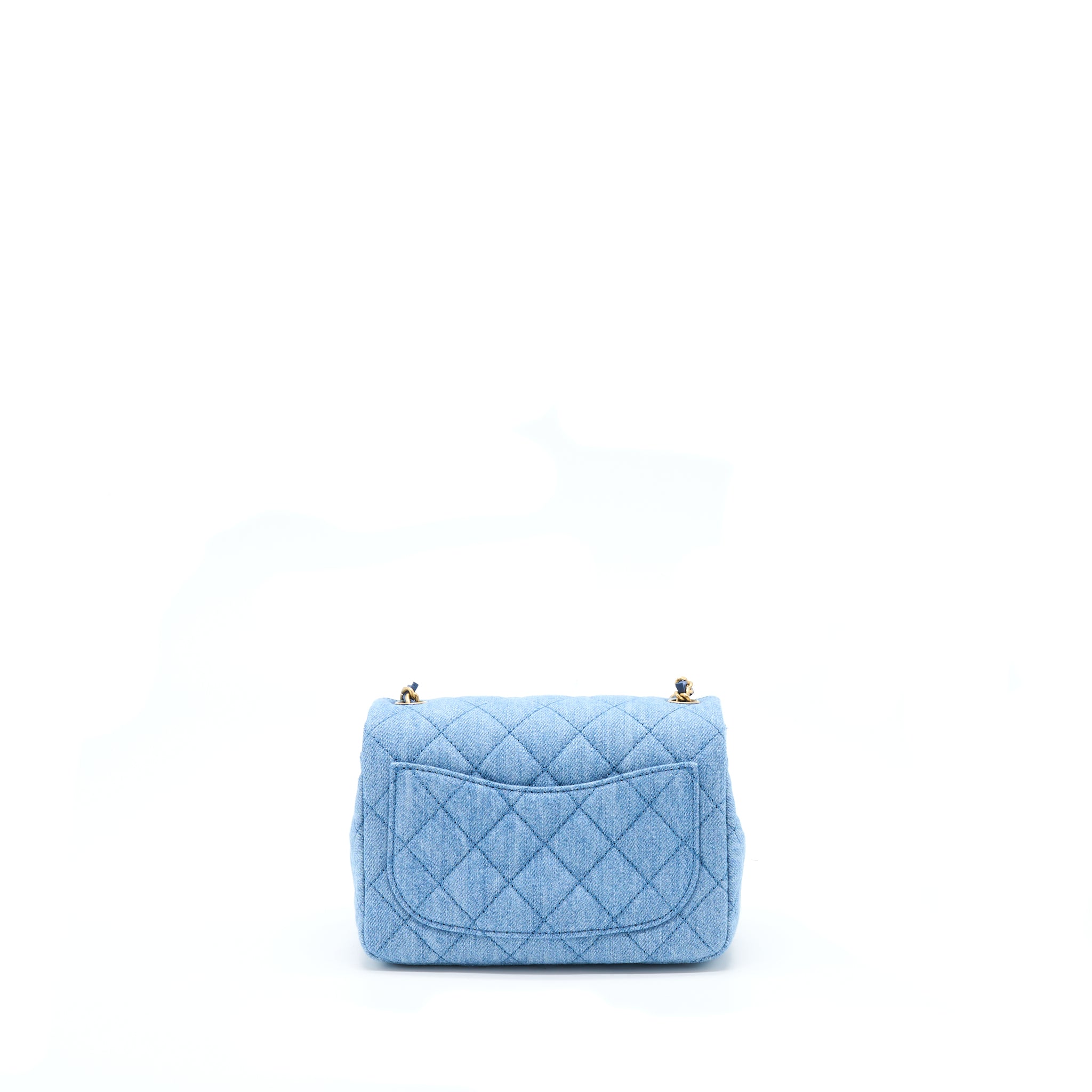 Chanel 22C Denim Pearl Crush Mini Square Flap Bag
