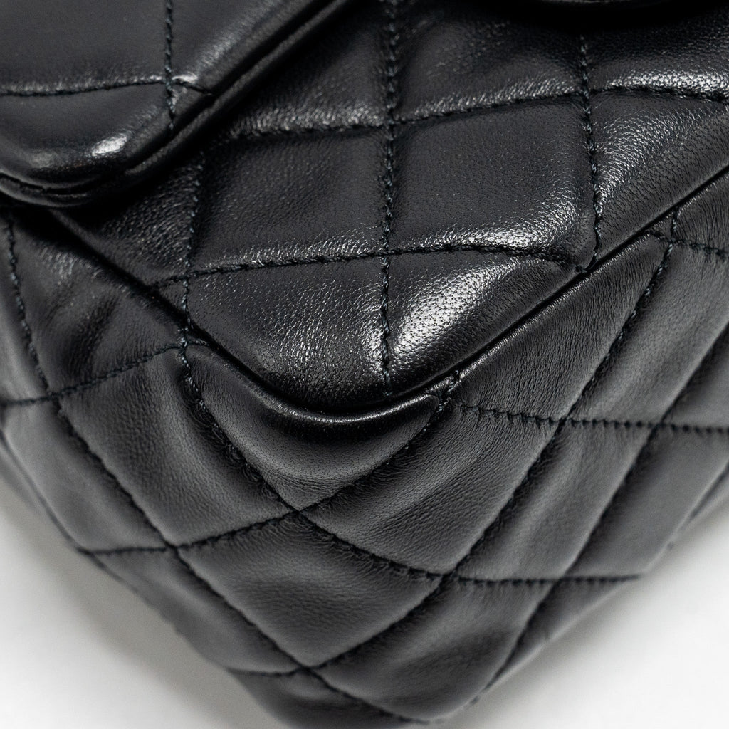 Chanel Pearl Crush Mini Square Flap Bag Lambskin Black  (microchip)
