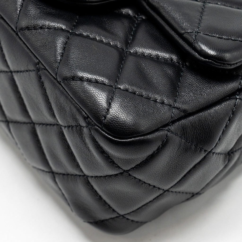 Chanel Pearl Crush Mini Square Flap Bag Lambskin Black  (microchip)