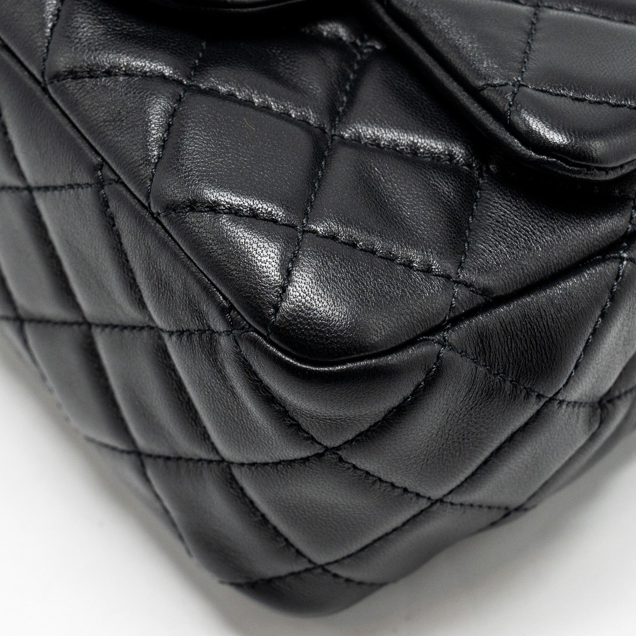 Chanel Pearl Crush Mini Square Flap Bag Lambskin Black  (microchip)