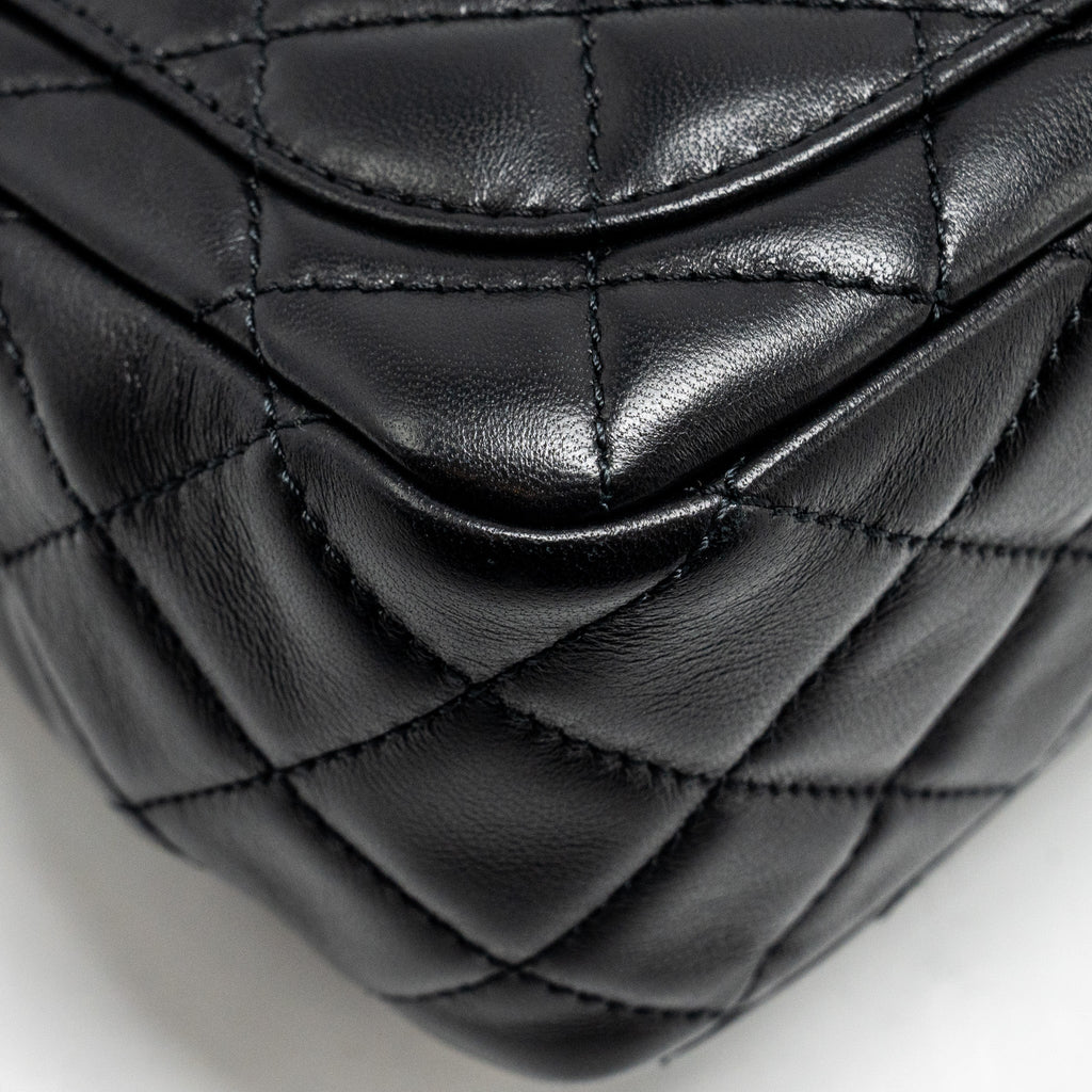 Chanel Pearl Crush Mini Square Flap Bag Lambskin Black  (microchip)