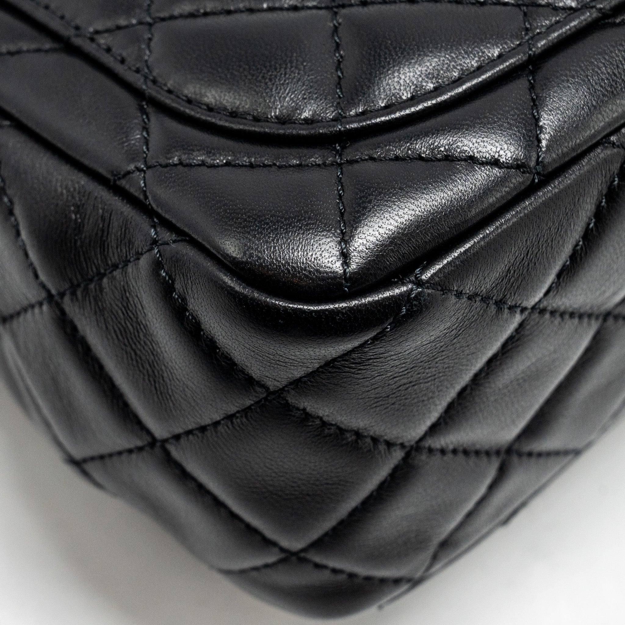 Chanel Pearl Crush Mini Square Flap Bag Lambskin Black  (microchip)