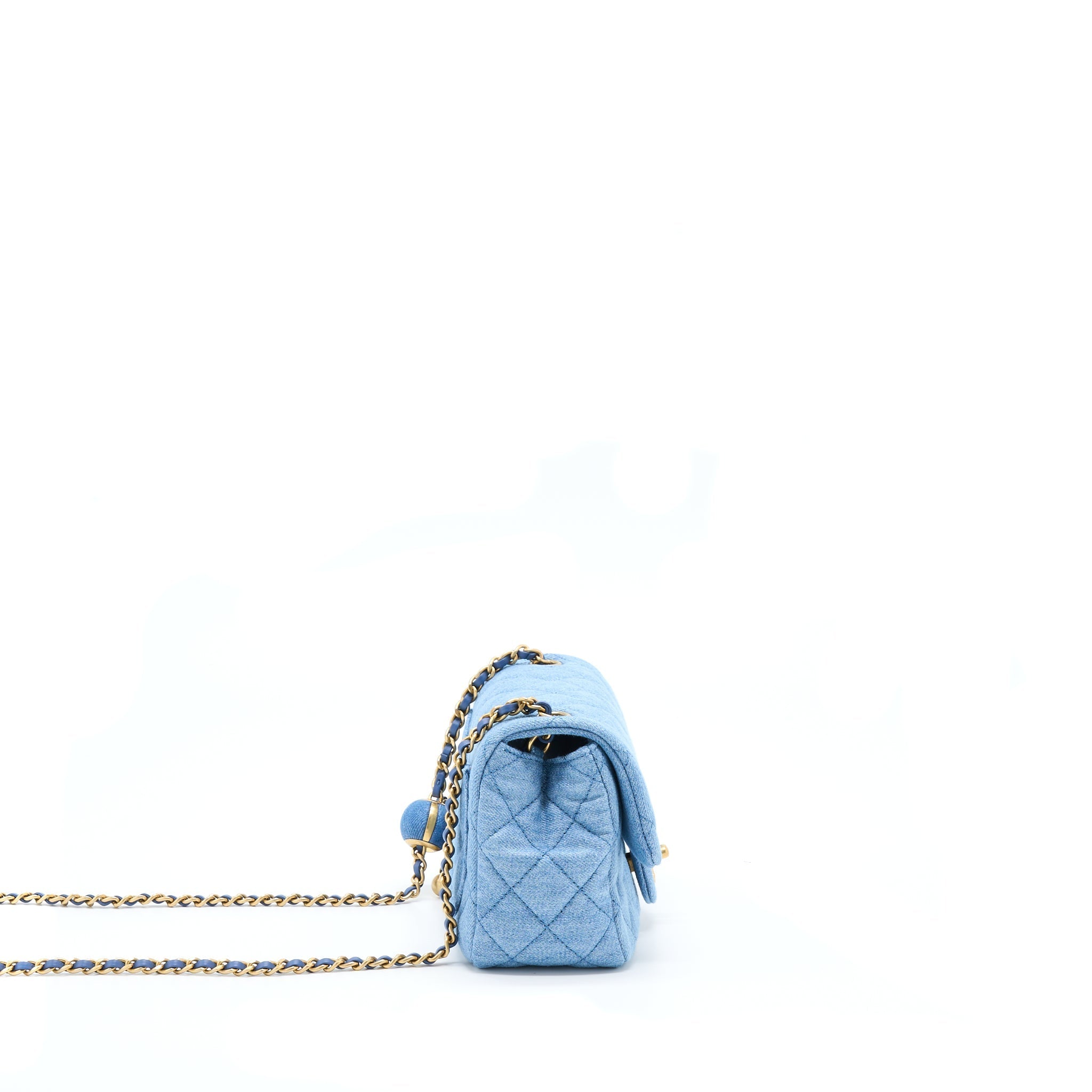 Chanel 22C Denim Pearl Crush Mini Square Flap Bag