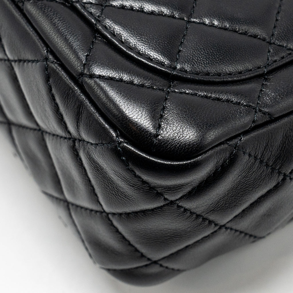 Chanel Pearl Crush Mini Square Flap Bag Lambskin Black  (microchip)