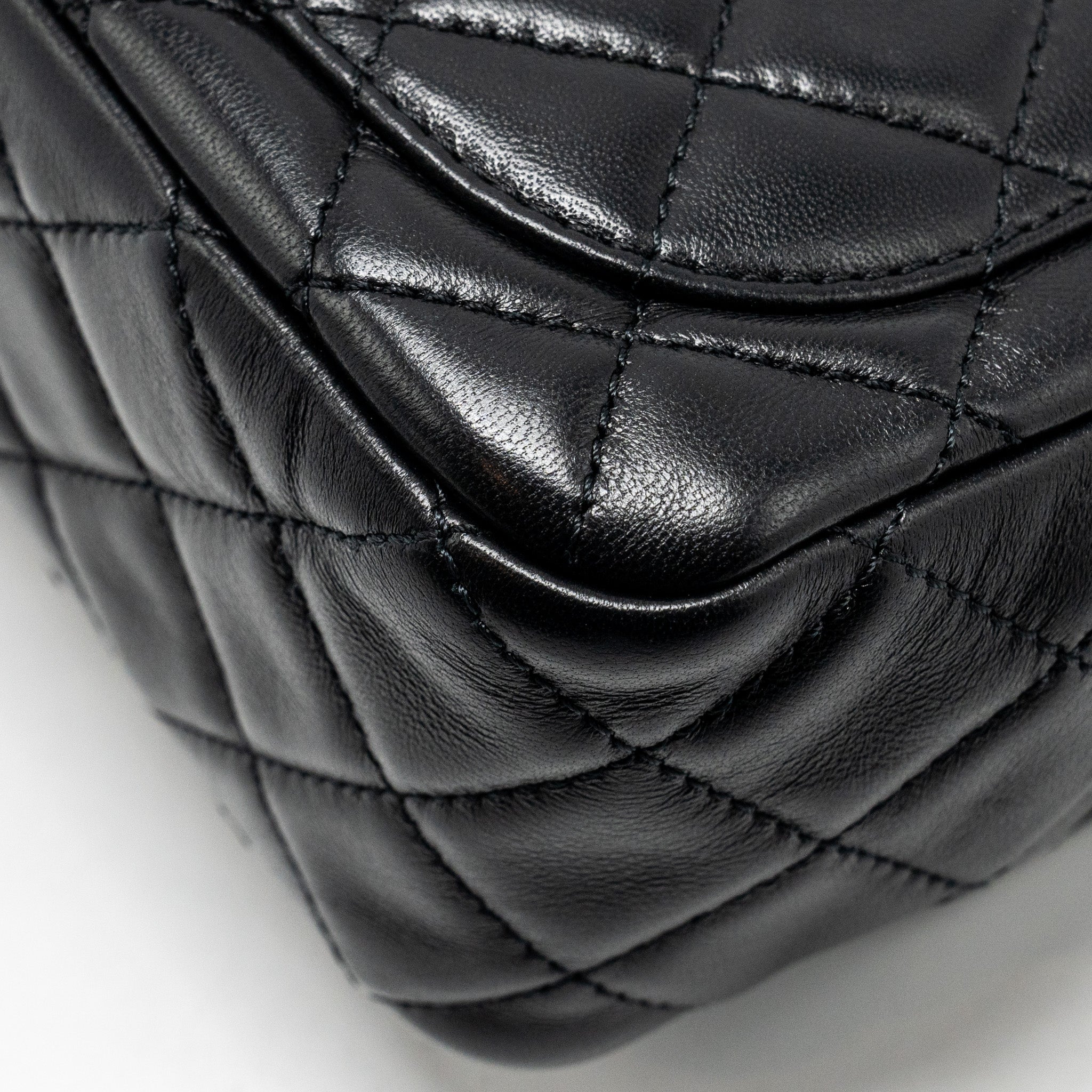 Chanel Pearl Crush Mini Square Flap Bag Lambskin Black  (microchip)