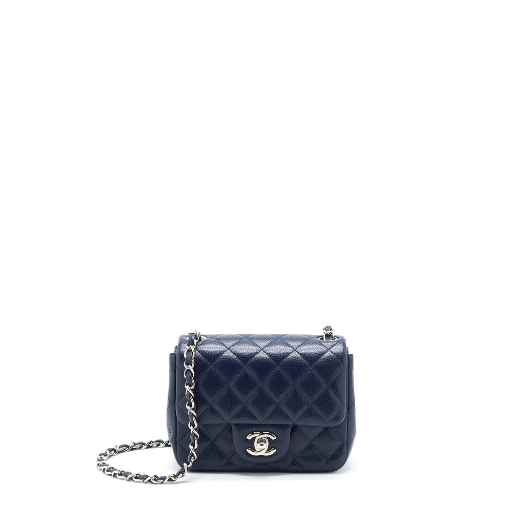Chanel Mini Square Flap Bag Caviar Navy